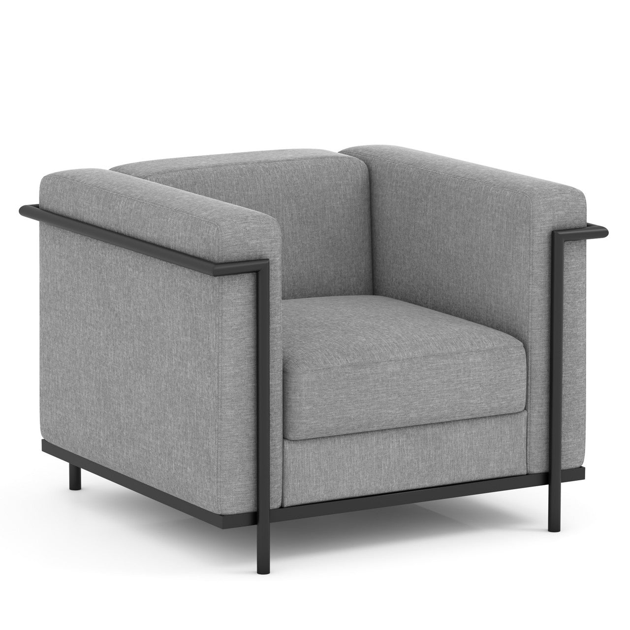 OfficeSource Framed Club Chair with Matte Black Metal Frame - Light Gray