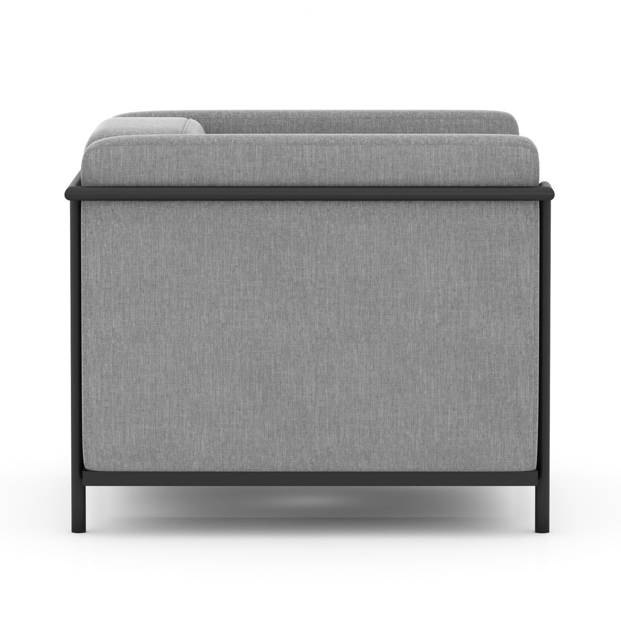 OfficeSource Framed Club Chair with Matte Black Metal Frame - Light Gray