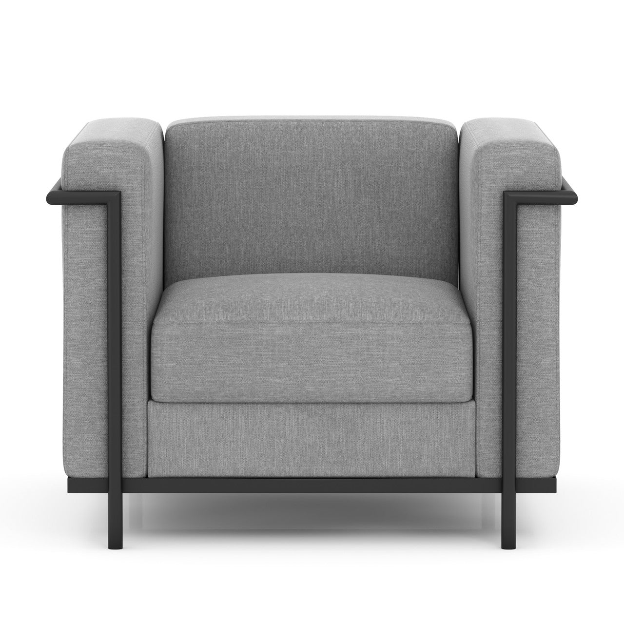 OfficeSource Framed Club Chair with Matte Black Metal Frame - Light Gray