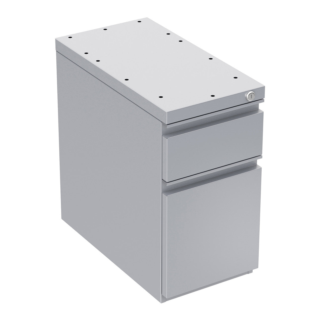 OfficeSource Metal Pedestals 2 Drawer Hanging Mini Pedestal - Silver