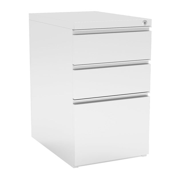 OfficeSource Metal Pedestals 3 Drawer Metal File and Dual Box Pedestal - 22"D - White