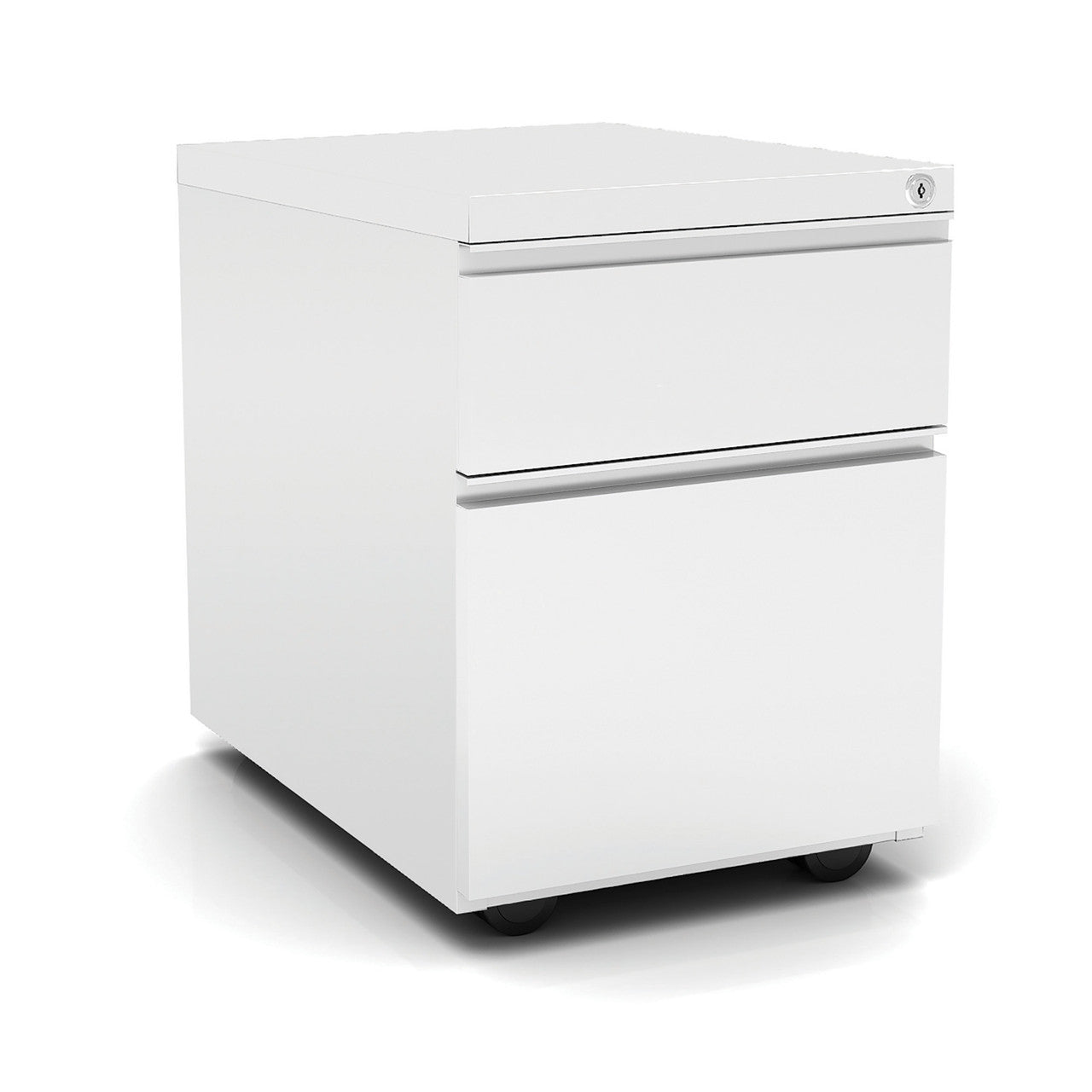OfficeSource Metal Pedestals 2 Drawer Metal File and Box Pedestal - 22"D - White