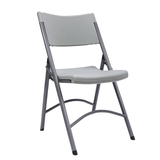 OfficeSource  Plastic Blow-Molded Folding Chair - Set of 4 - Gray with Gray Frame