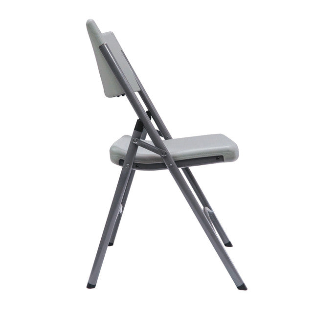 OfficeSource  Plastic Blow-Molded Folding Chair - Set of 4 - Gray with Gray Frame