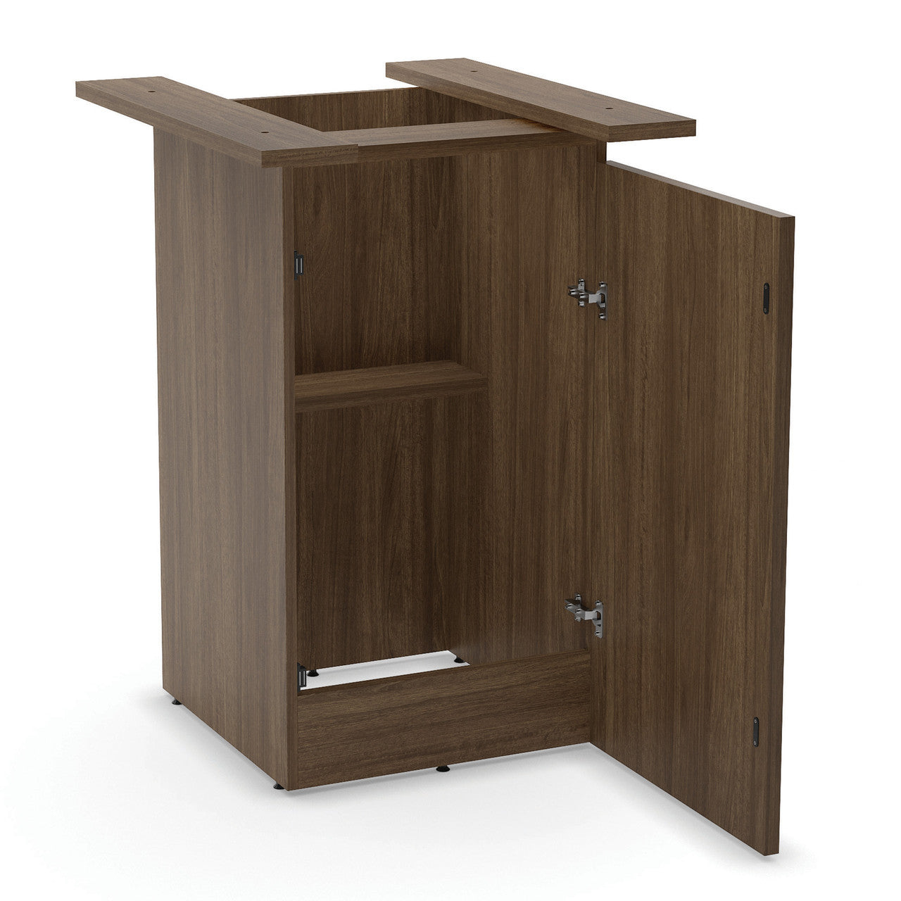 OfficeSource OS Conference/Multi-Purpose Cube Base With Access Door - Modern Walnut
