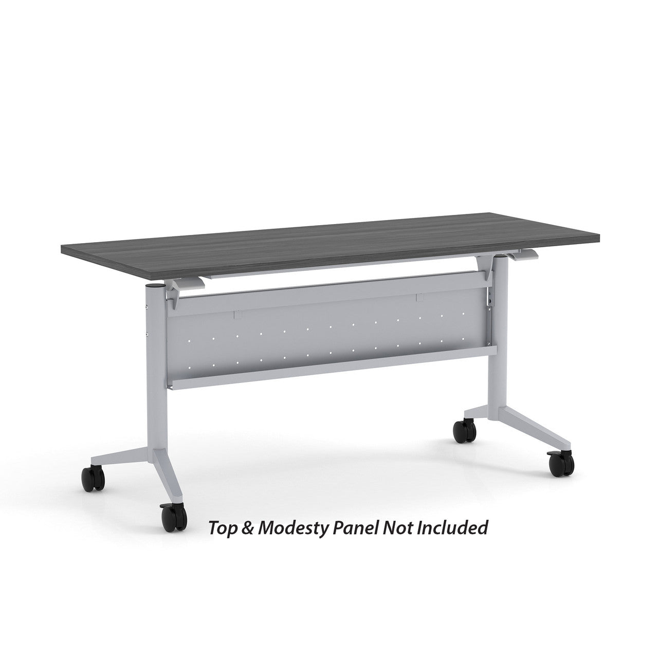 OfficeSource Training Tables T-Flip Top Table Leg - 46"W x 23"D - Silver