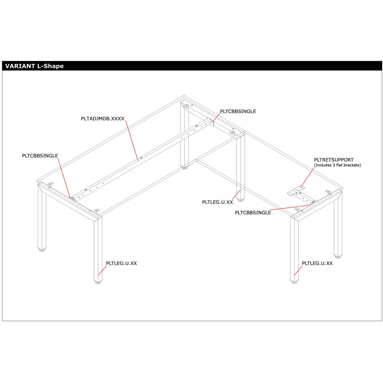 OfficeSource Variant Collection Return Top Beam - 36", 42" and 48" - Silver