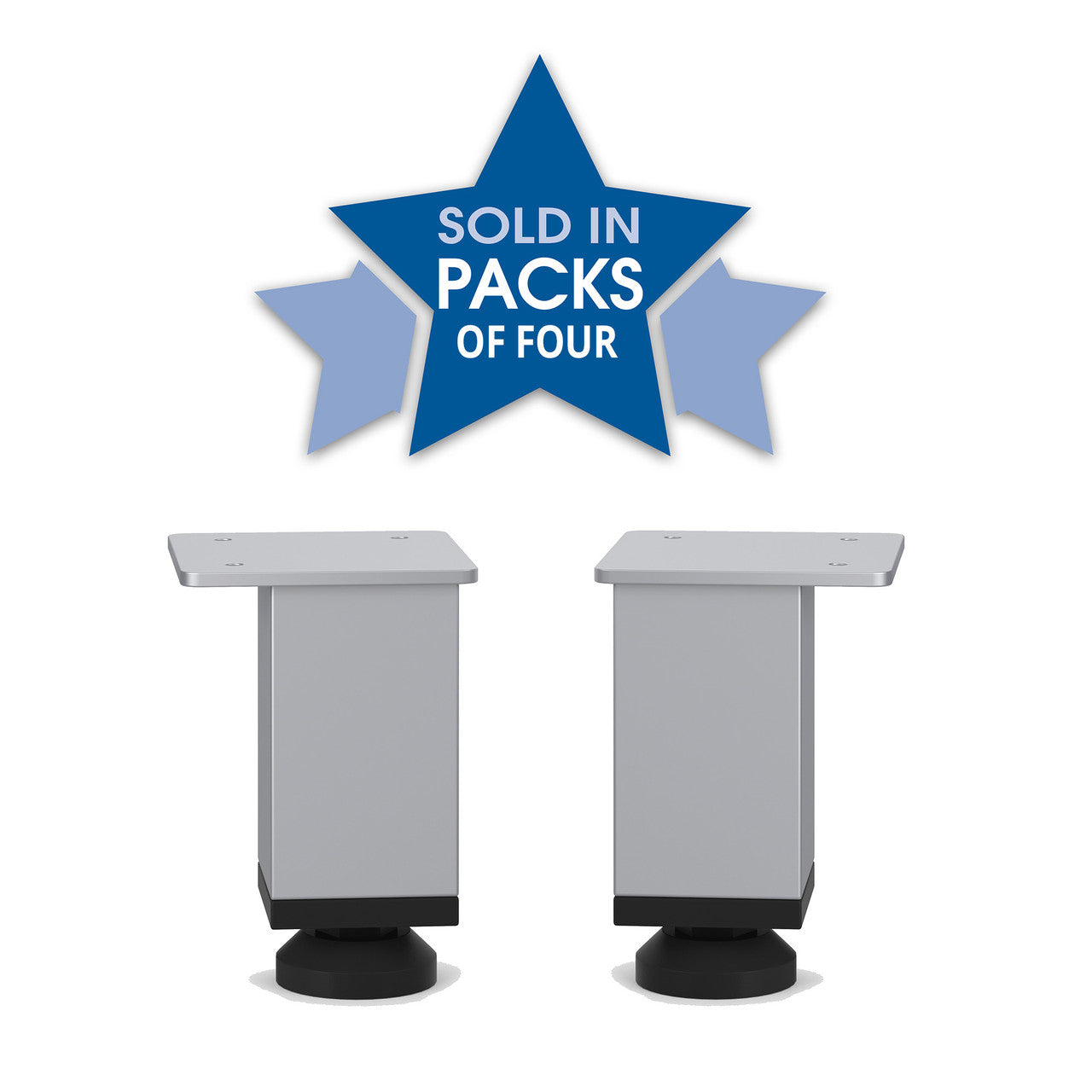OfficeSource Variant Collection Straight Metal Mini Legs (Set of 4) - Silver