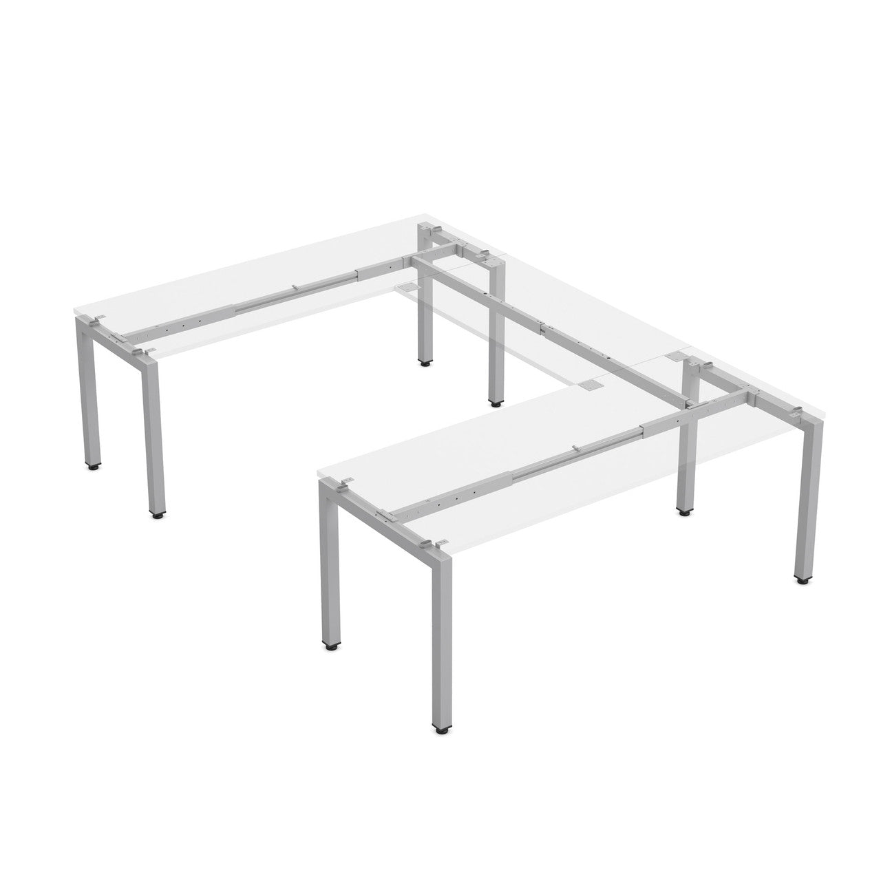 OfficeSource Variant 24"D U-Shaped Desk - Unite Style - Silver