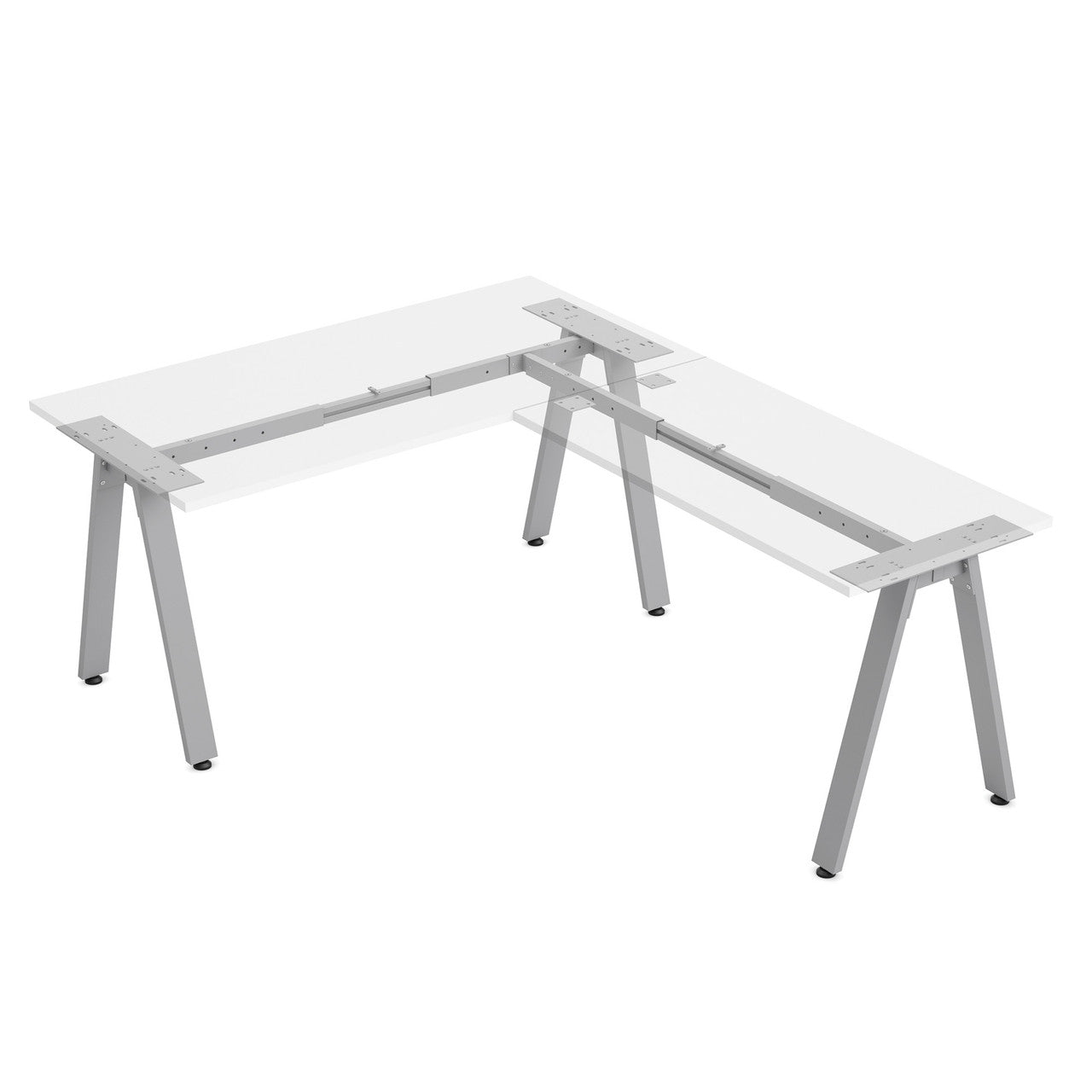 OfficeSource Variant L-Shaped Desk - Oblique Style - Silver