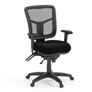 OfficeSource CoolMesh Multi Function, Mid Back Chair with Seat Slider and Black Frame - Black Fabric Seat