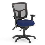OfficeSource CoolMesh Multi Function, Mid Back Chair with Seat Slider and Black Frame - Celestial Blue Fabric Seat
