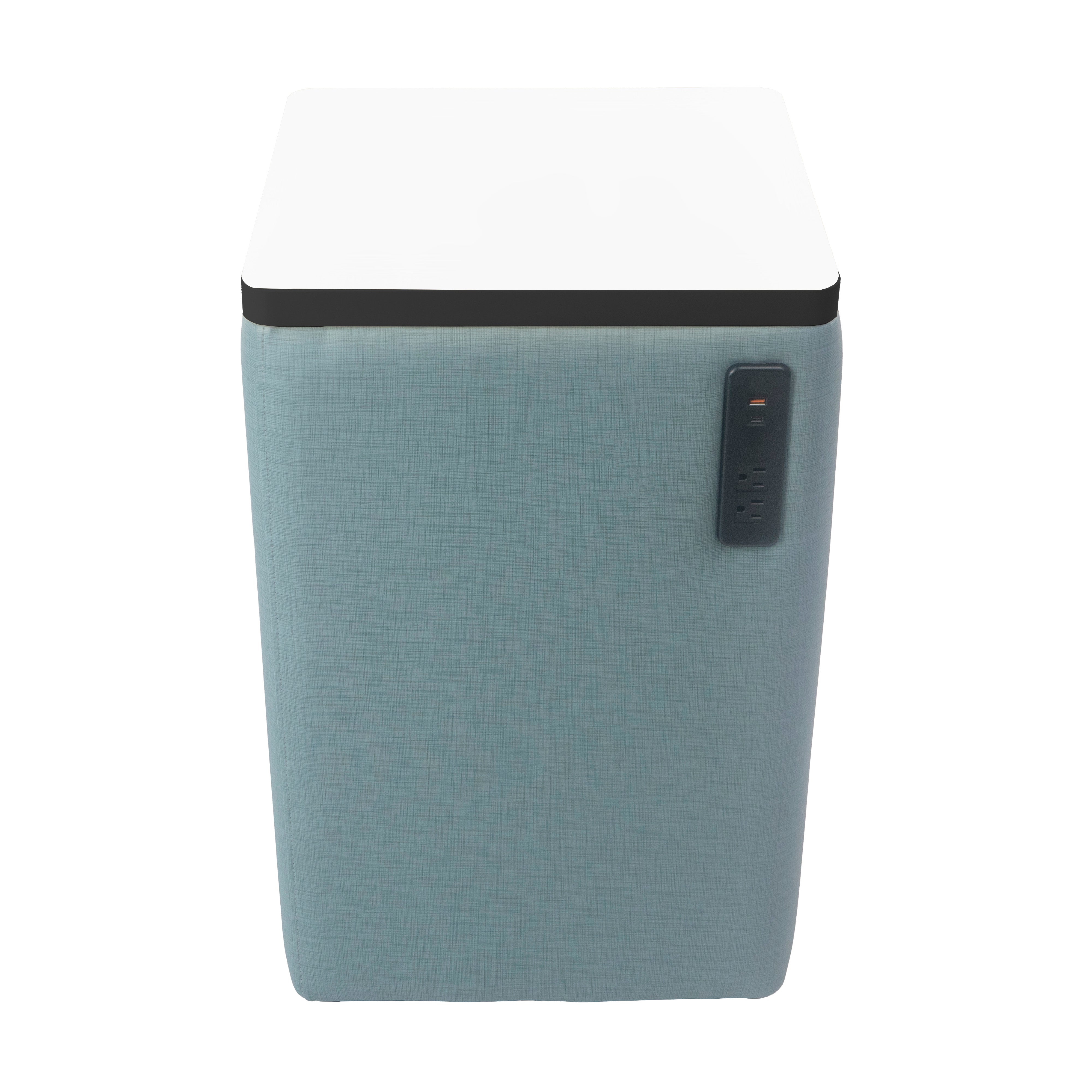 Pro Series Upholstered 18" x 18" Square Dry-Erase Ottoman Table with Tech Panel 28" Height - Sky Blue Crosshatch/Whiteboard