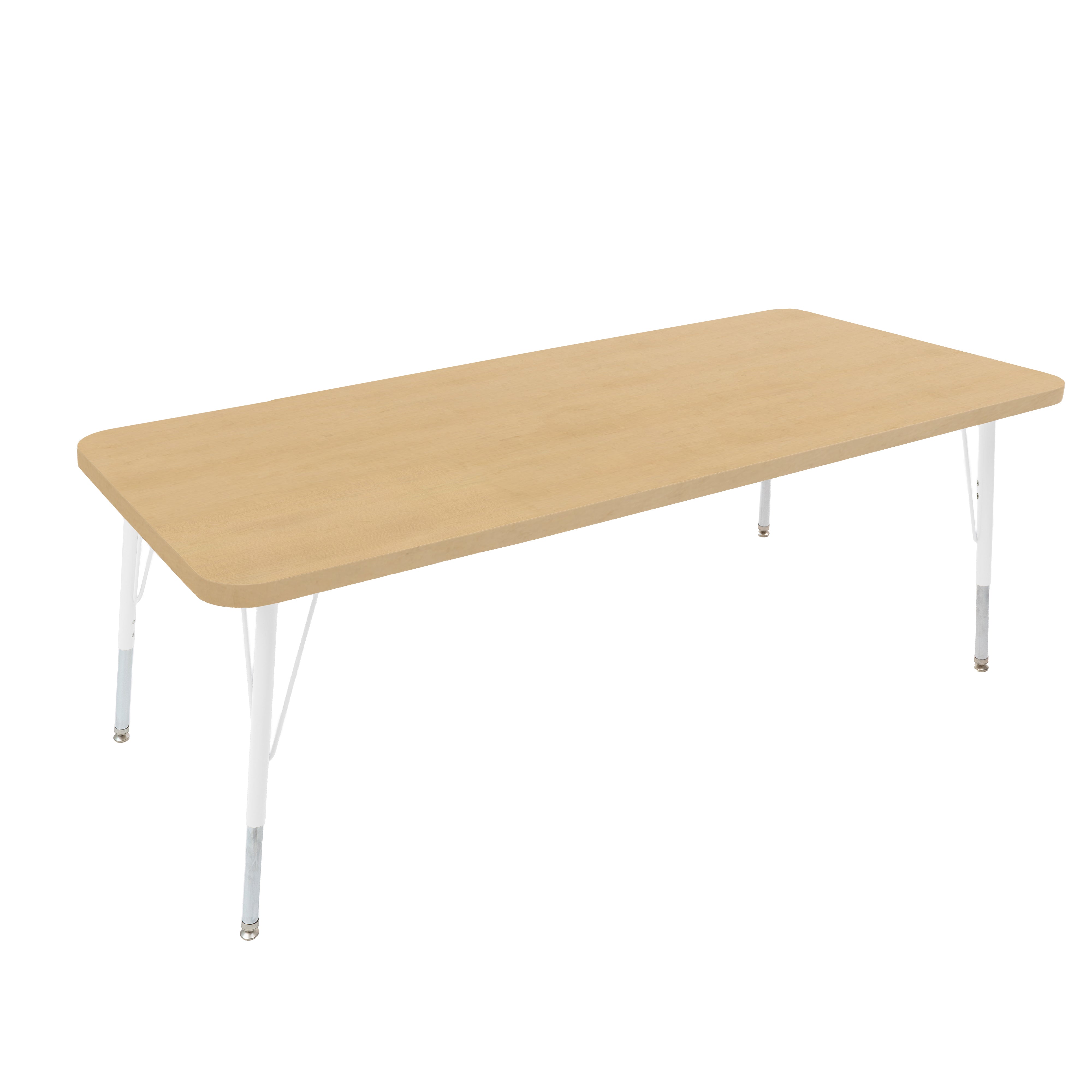 30" x 60" Rectangle Thermofused Woodgrain Activity Table with Standard Legs - Maple Grain/White