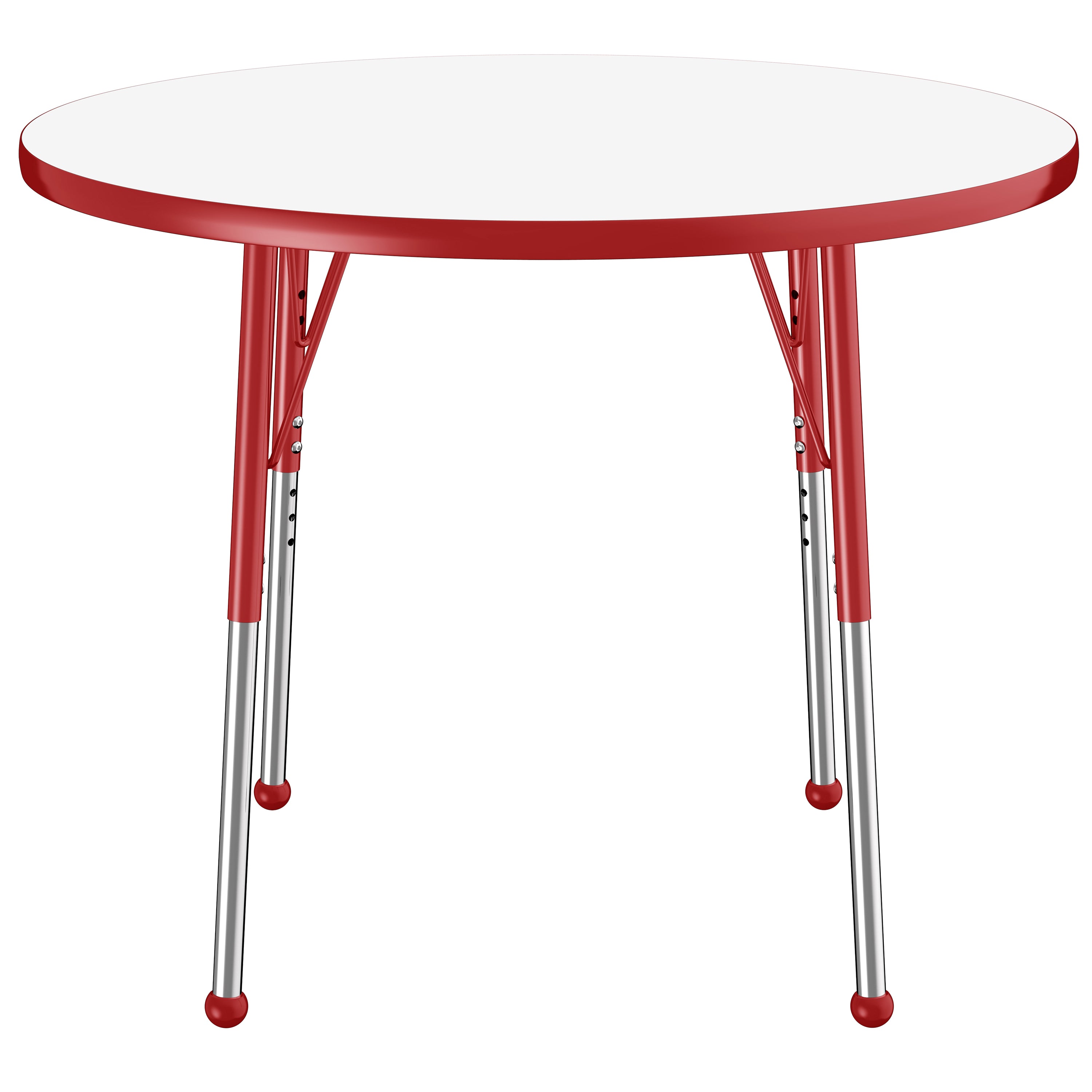 36" Round Dry-Erase Activity Table with Adjustable Standard Ball Glide Legs - Whiteboard/Red