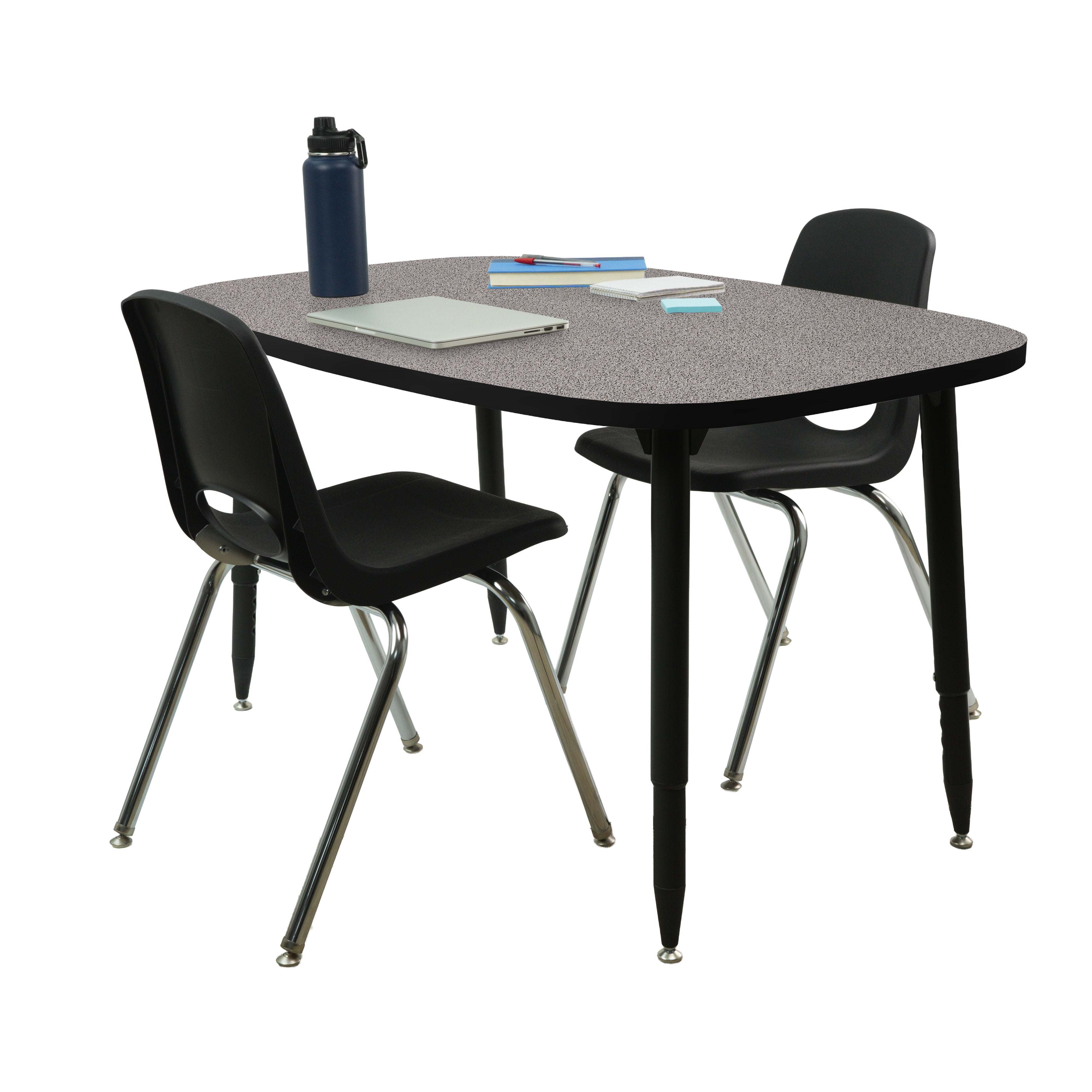 Adapte 31" x 50" Rounded Rectangle Thermofused Activity Table with Adjustable Tapered Legs - Gray/Black