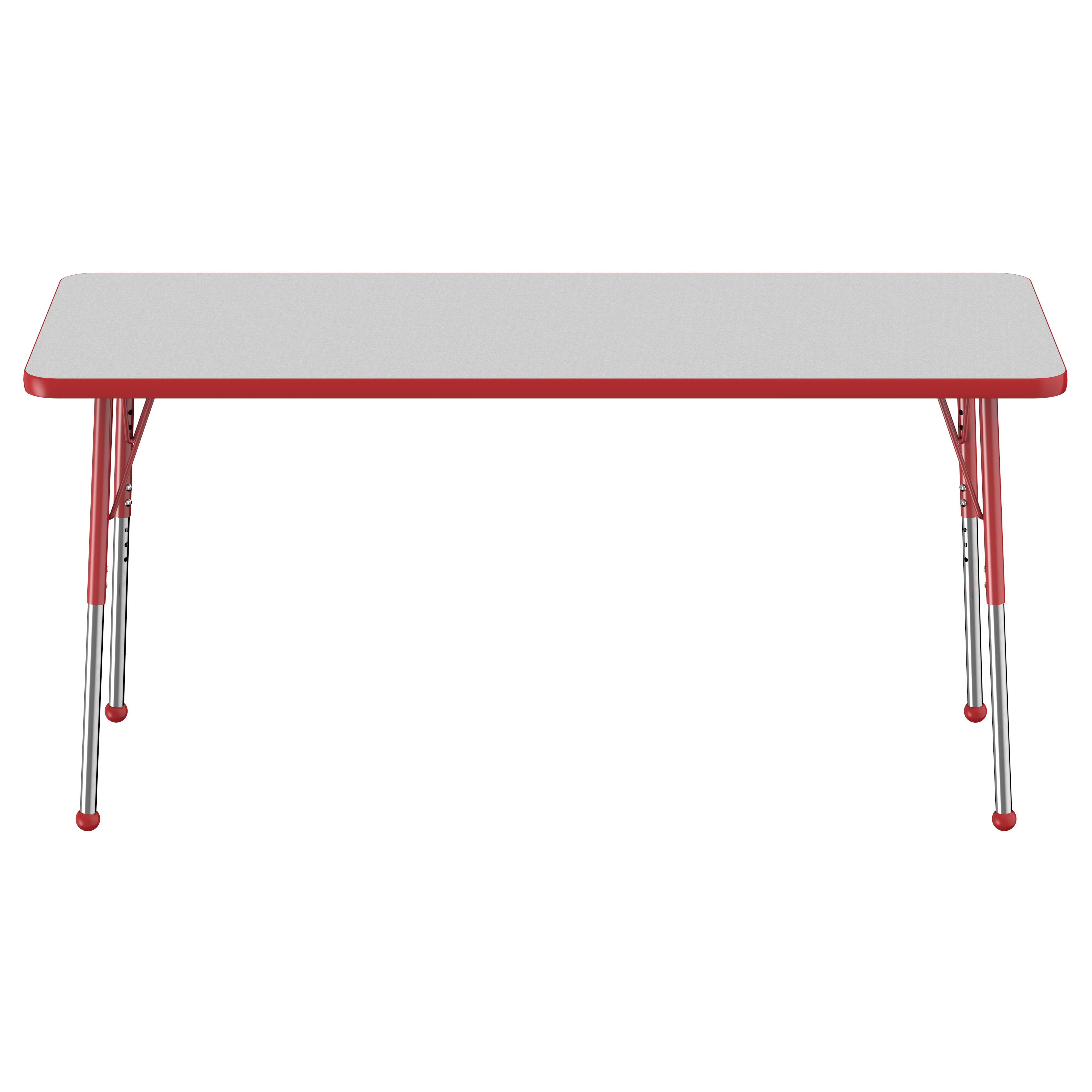24" x 60" Rectangle T-Molding Activity Table with Adjustable Standard Ball Glide Legs - Gray/Red