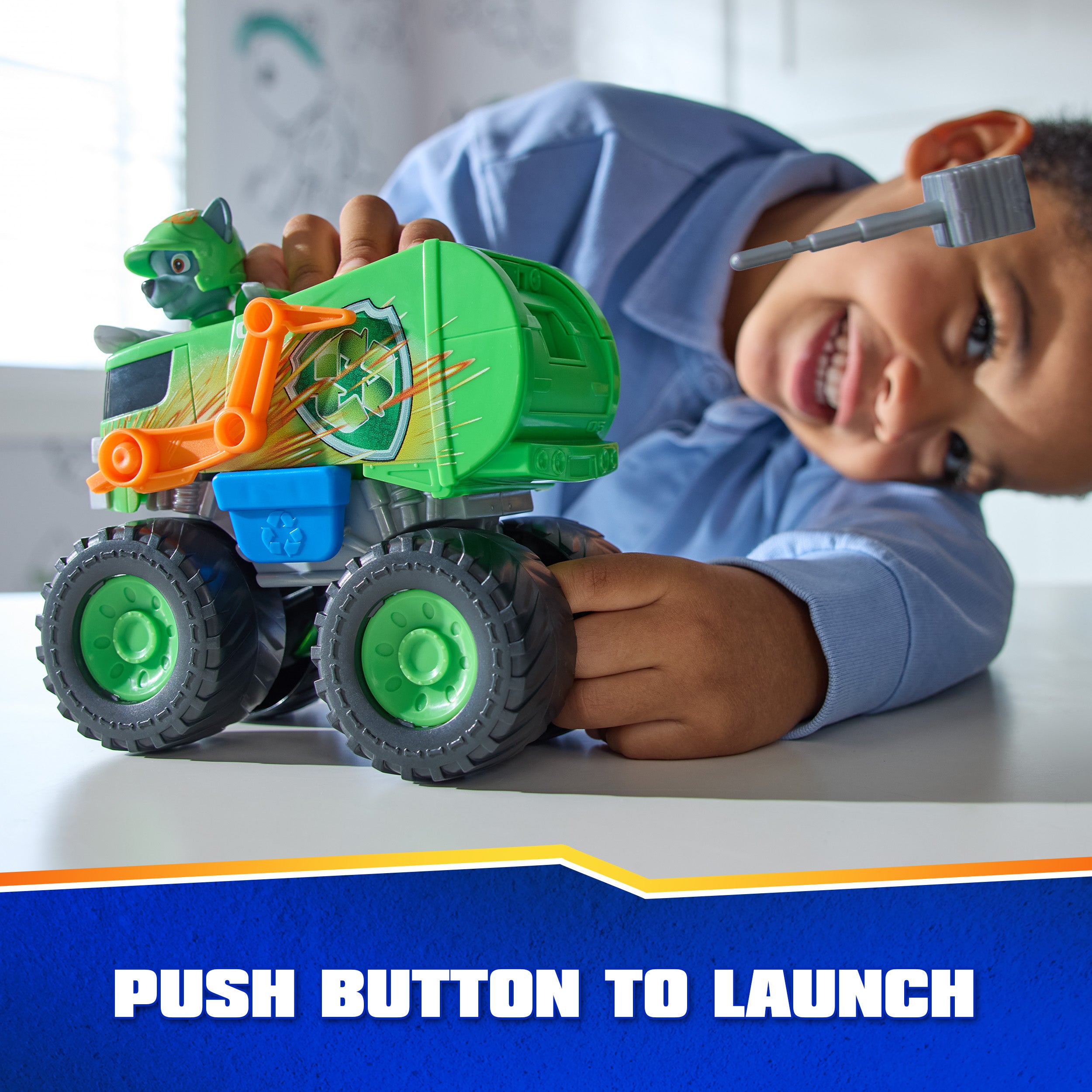 PAW Patrol: Rescue Wheels Rocky’s Recycle Truck, Toy Truck with Projectile Launcher and Collectible Action Figure, Kids Toys for Boys & Girls Ages 3+