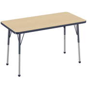 24" x 48" Rectangle T-Molding Activity Table with Adjustable Standard Ball Glide Legs - Maple/Navy