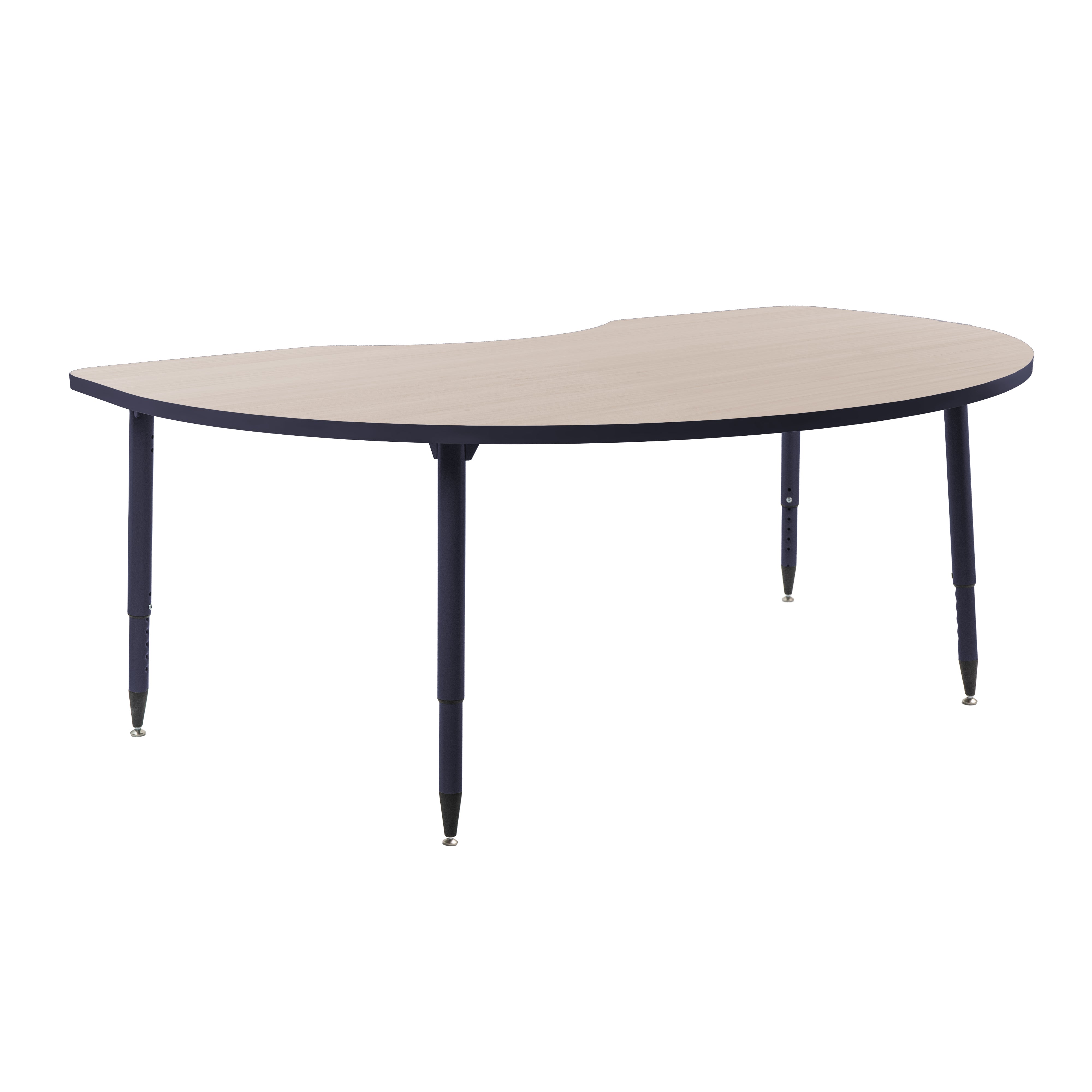 Adapte 48" x 72" Kidney Thermofused Activity Table with Adjustable Tapered Legs - Asian Sand/Navy