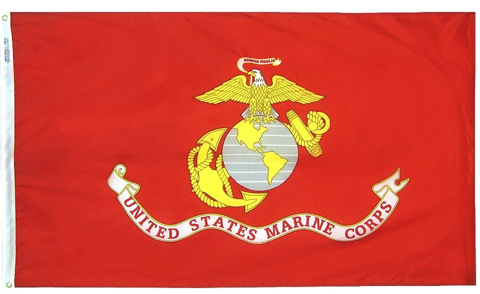 U.S. Marine Corps Military Flag 3x5 ft. 70% Polyester/30% Cotton 100% Made in USA to Official Specifications. Officially Licensed Manufacturer.