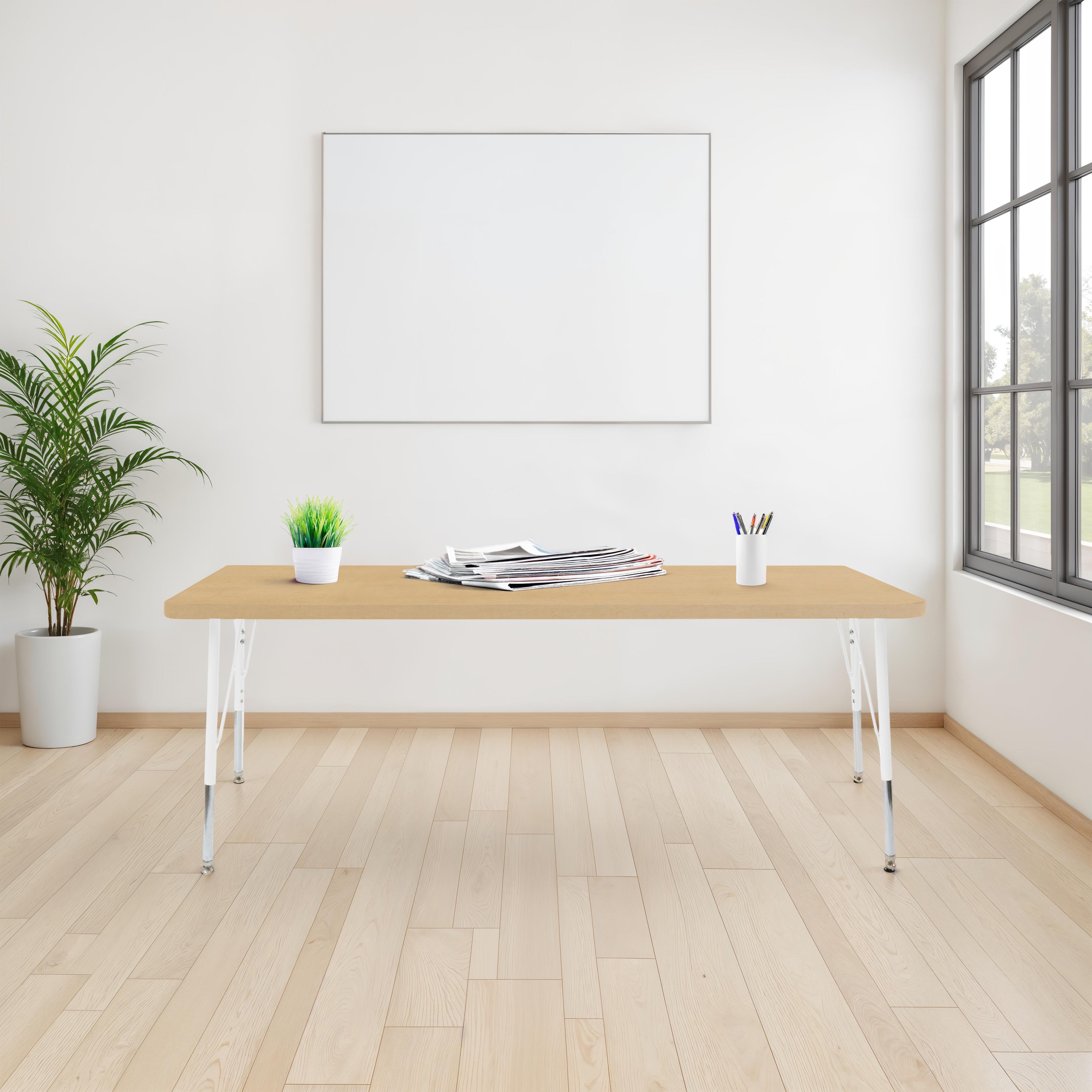 30" x 72" Rectangle Thermofused Woodgrain Activity Table with Standard Legs - Maple Grain/White
