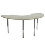 36" x 72" Half Moon La Madera Activity Table with Adjustable Super Legs - Asian Sand/Silver