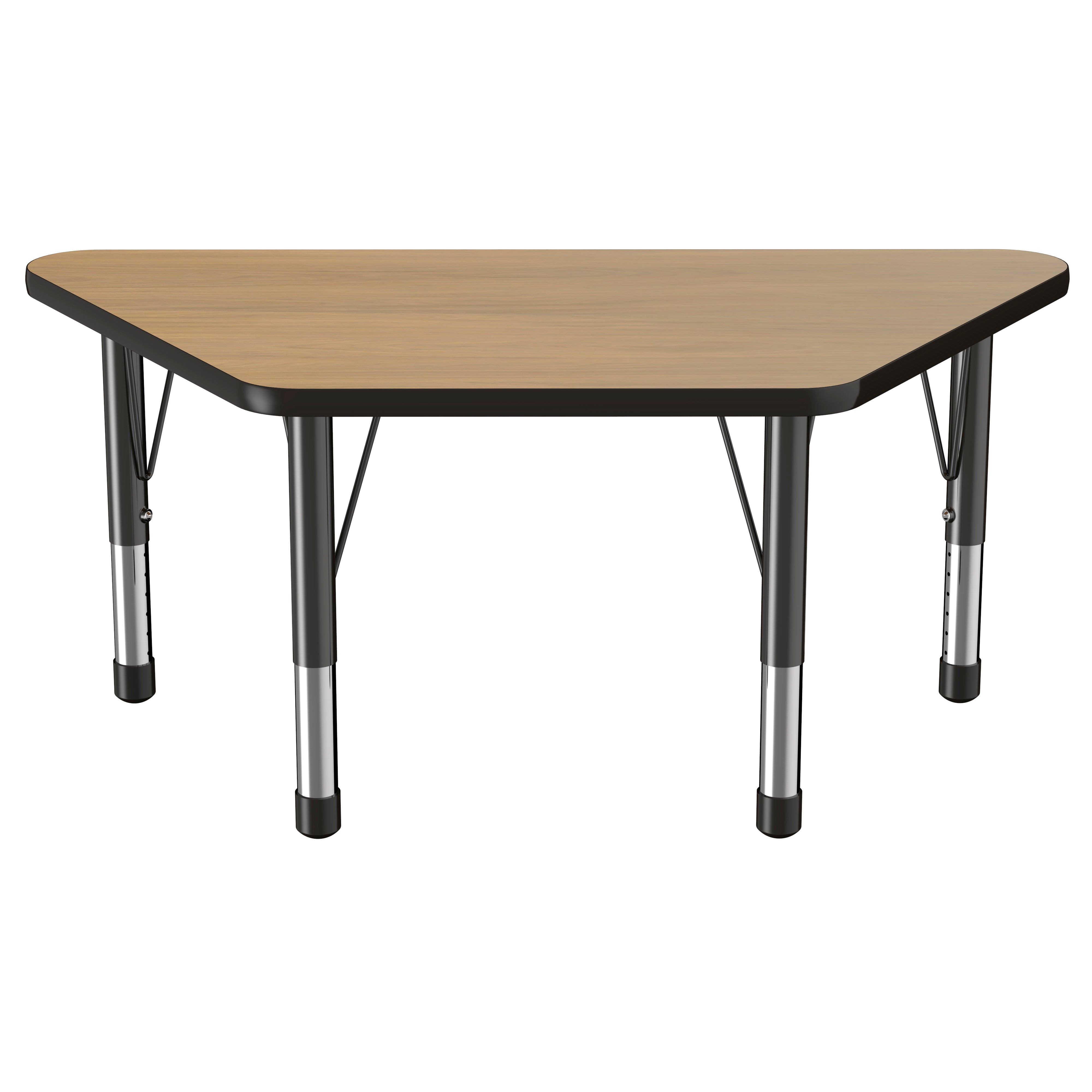24" x 48" Trapezoid T-Molding Activity Table with Adjustable Chunky Legs - Pasadena Oak/Black