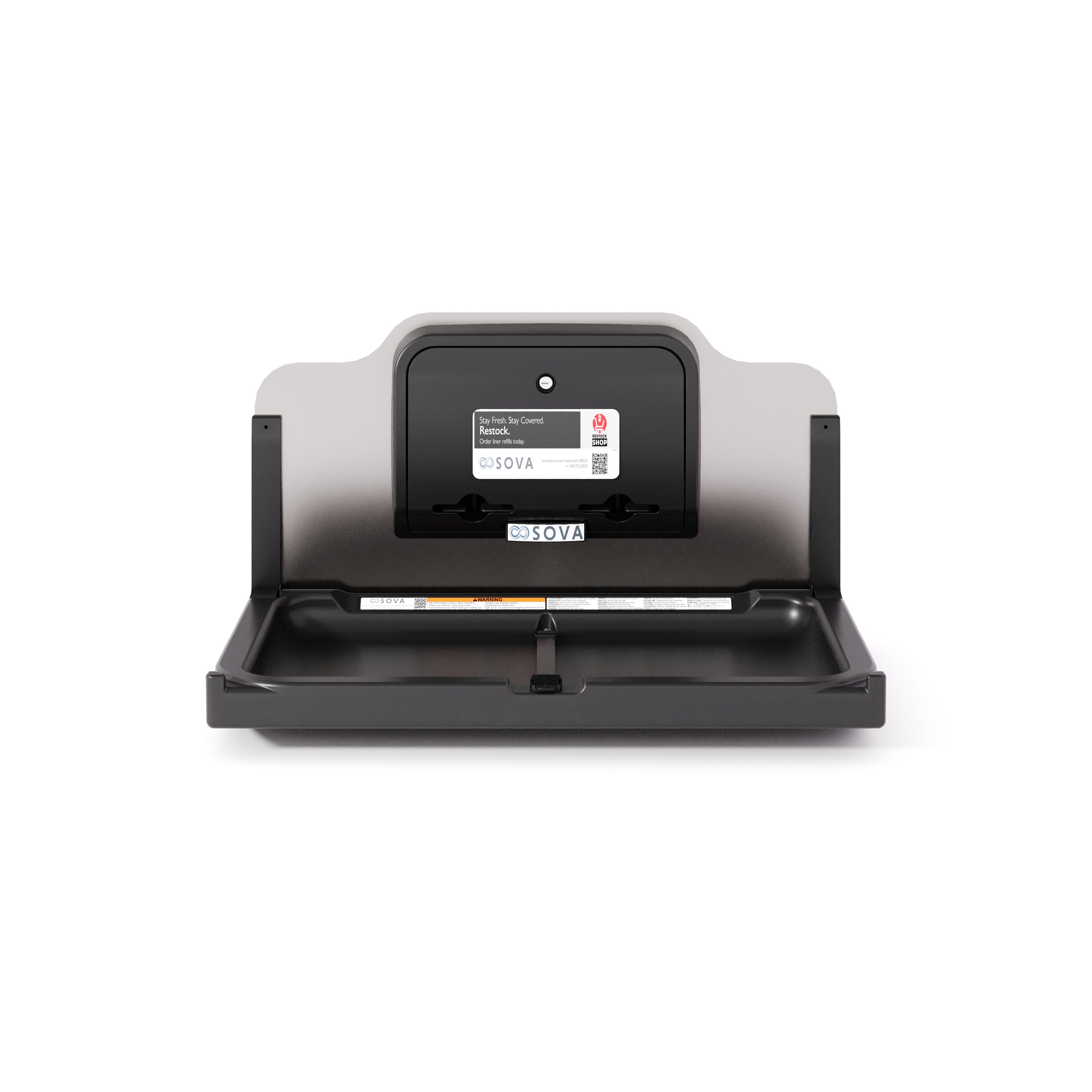 Element Horiz. Changing Station w/ Black Liner Dispenser & SS Backsplash - Black