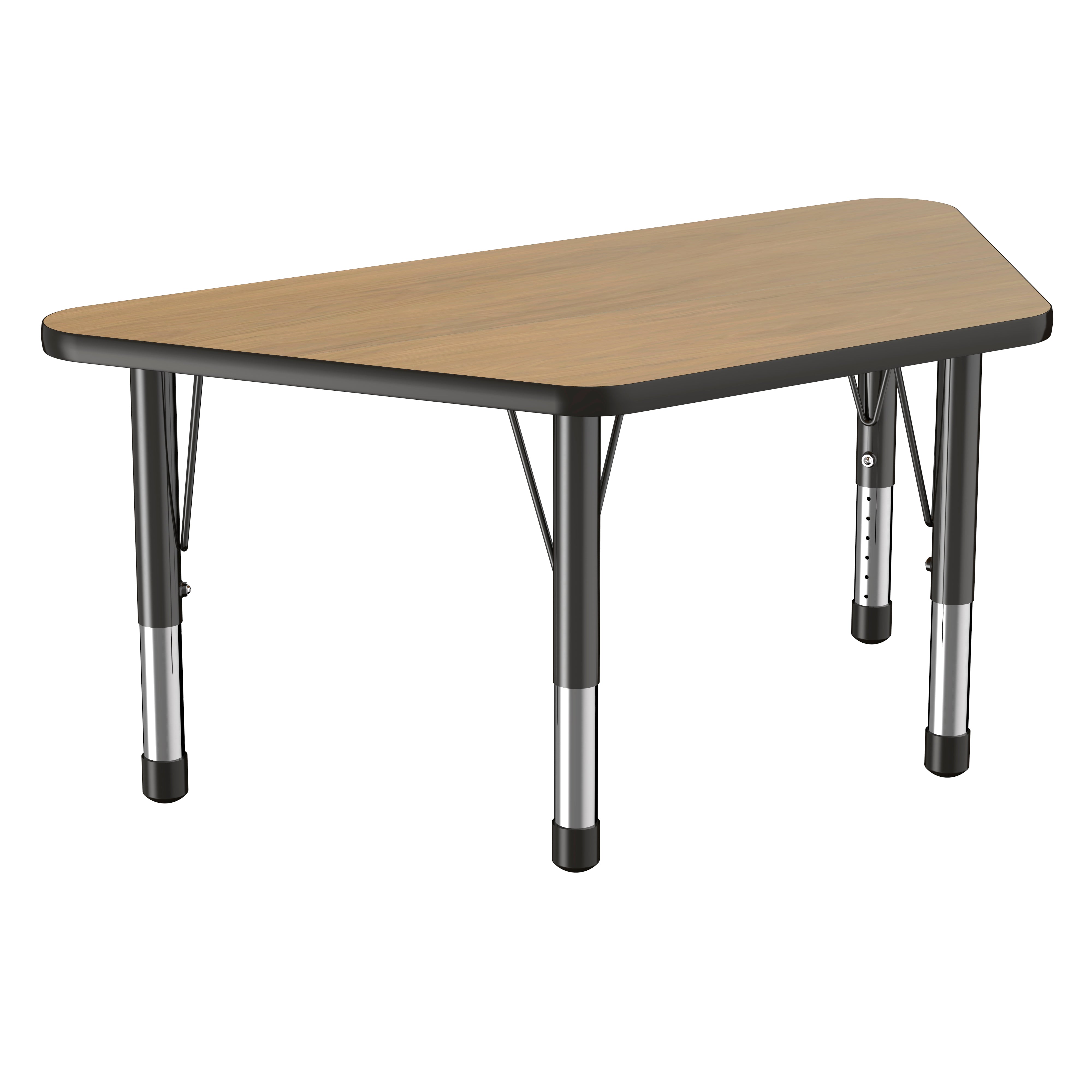 24" x 48" Trapezoid T-Molding Activity Table with Adjustable Chunky Legs - Pasadena Oak/Black