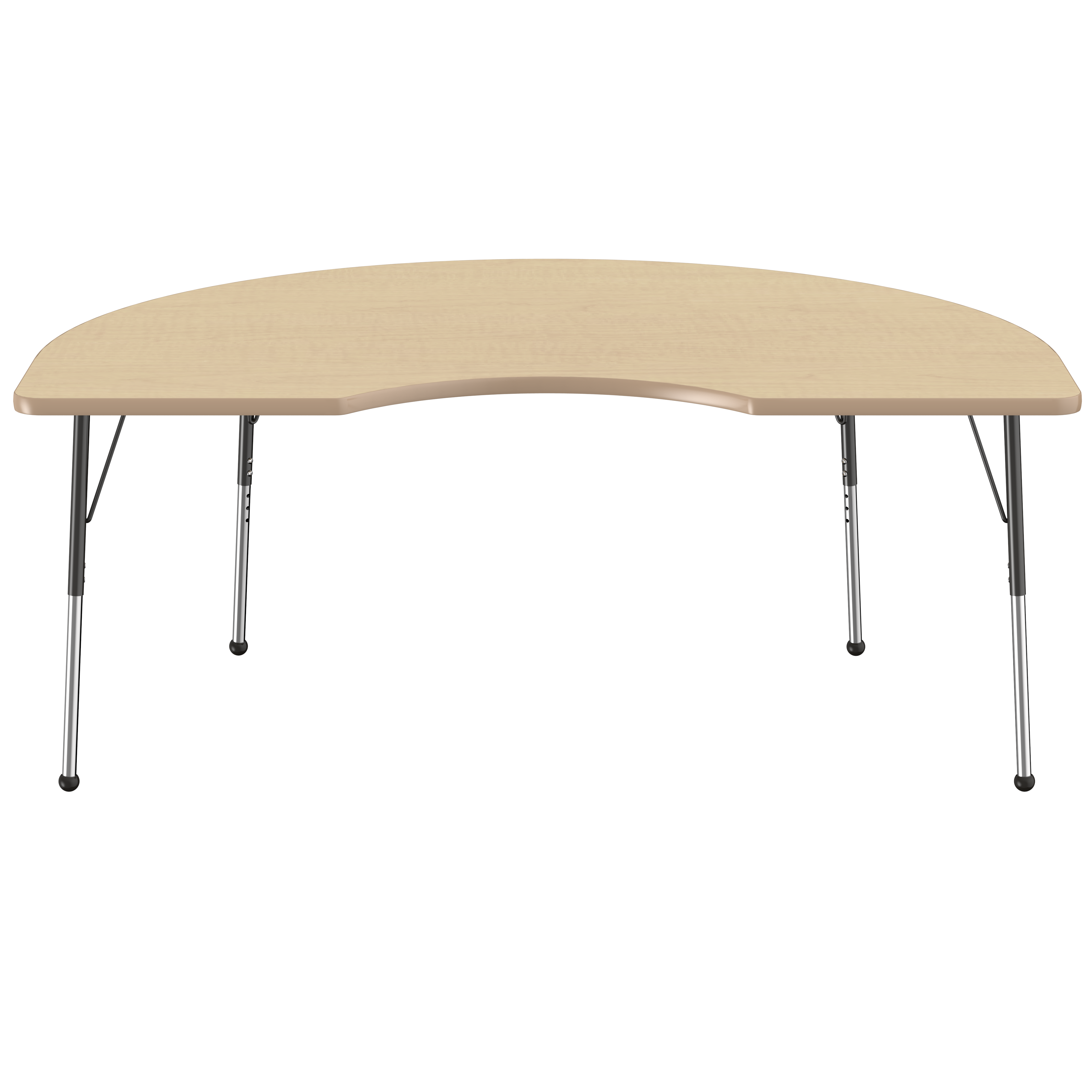 48" x 72" Kidney T-Molding Activity Table with Adjustable Standard Ball Glide Legs - Maple/Maple/Black