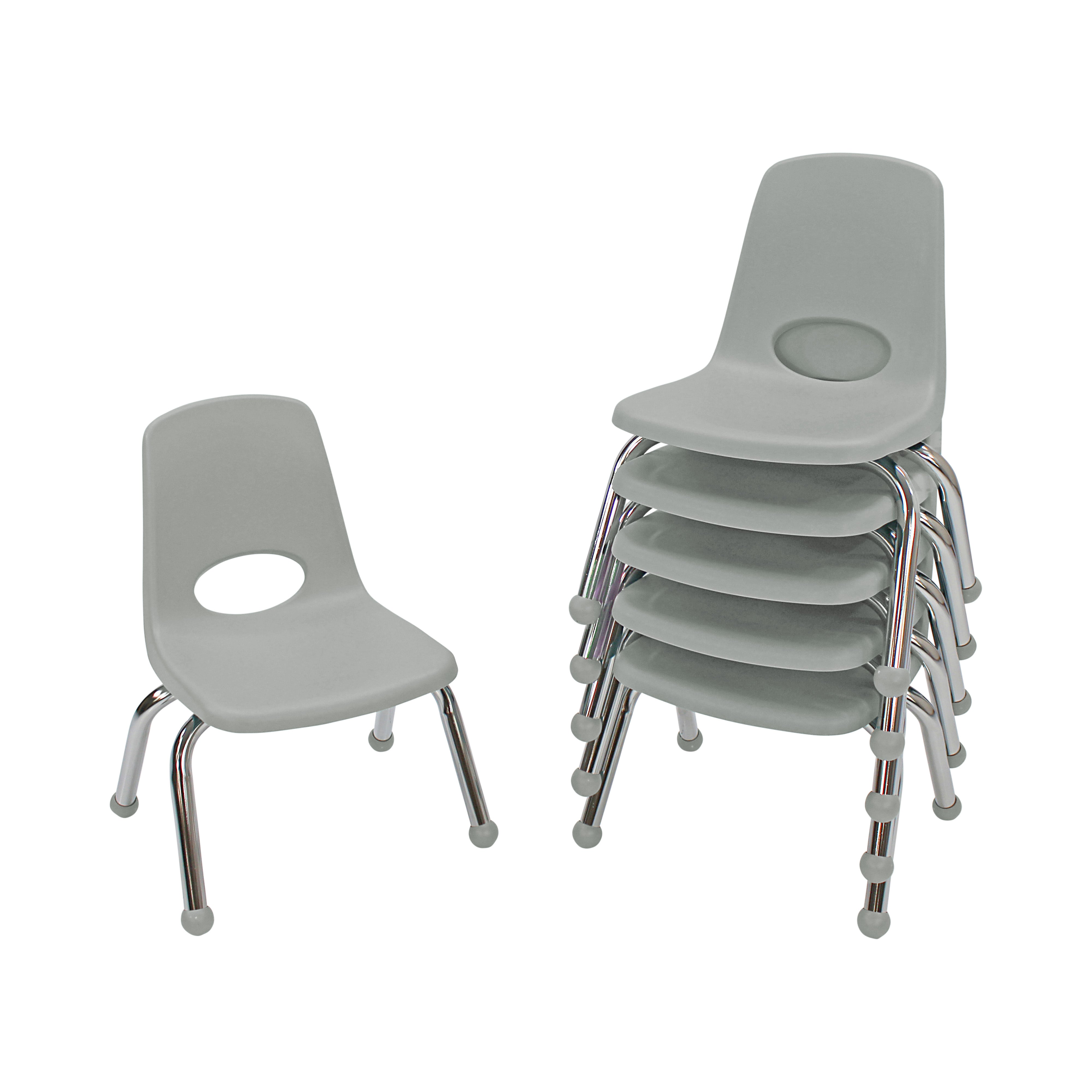 10" Stack Chair with Ball Glides - Light Gray
