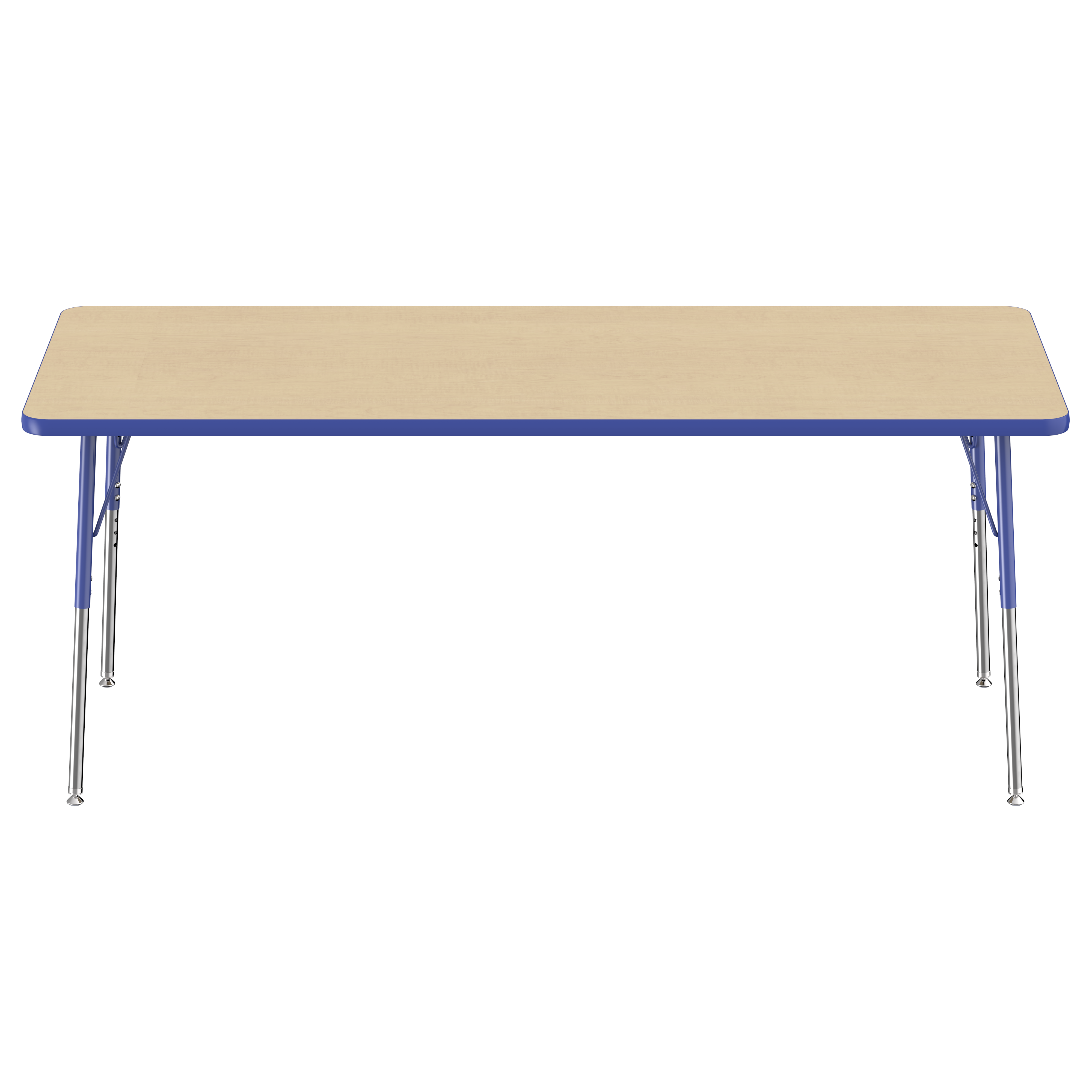 30" x 72" Rectangle T-Molding Activity Table with Adjustable Standard Swivel Glide Legs - Maple/Blue