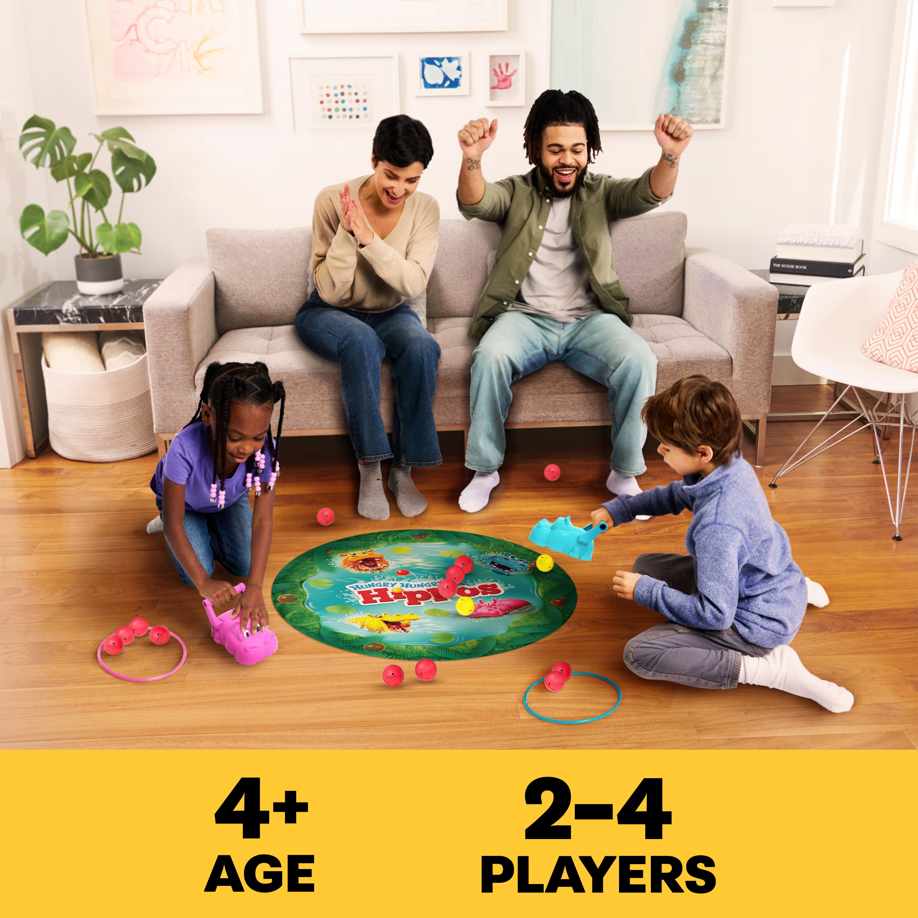 Spin Master Games, Hungry Hungry Hippos Giant Edition, Family Board Game Indoor & Outdoor Fun Game with Big Oversized Gameboard, for Ages 4+