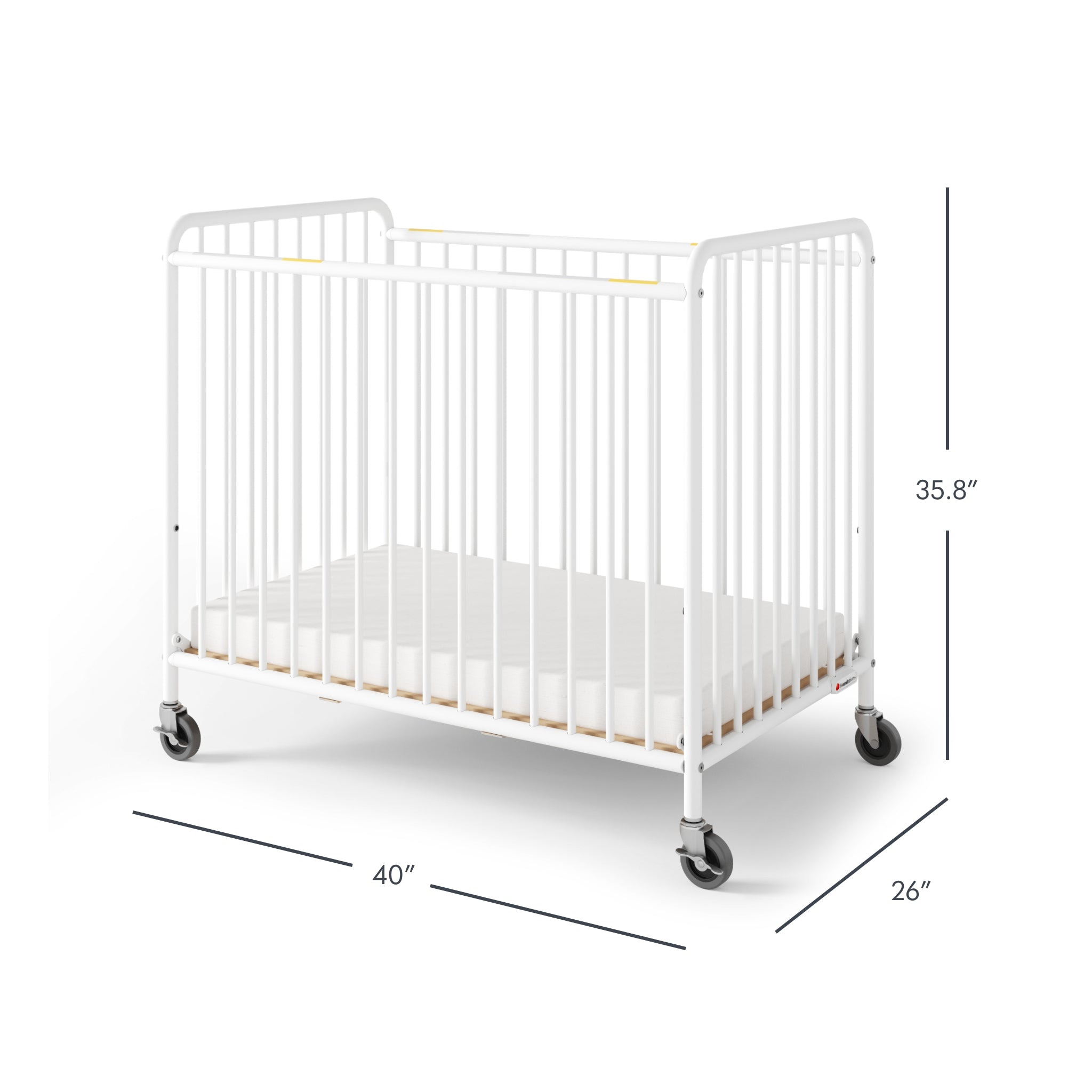 Chelsea Compact Metal Evacuation Crib, Slatted End Panels