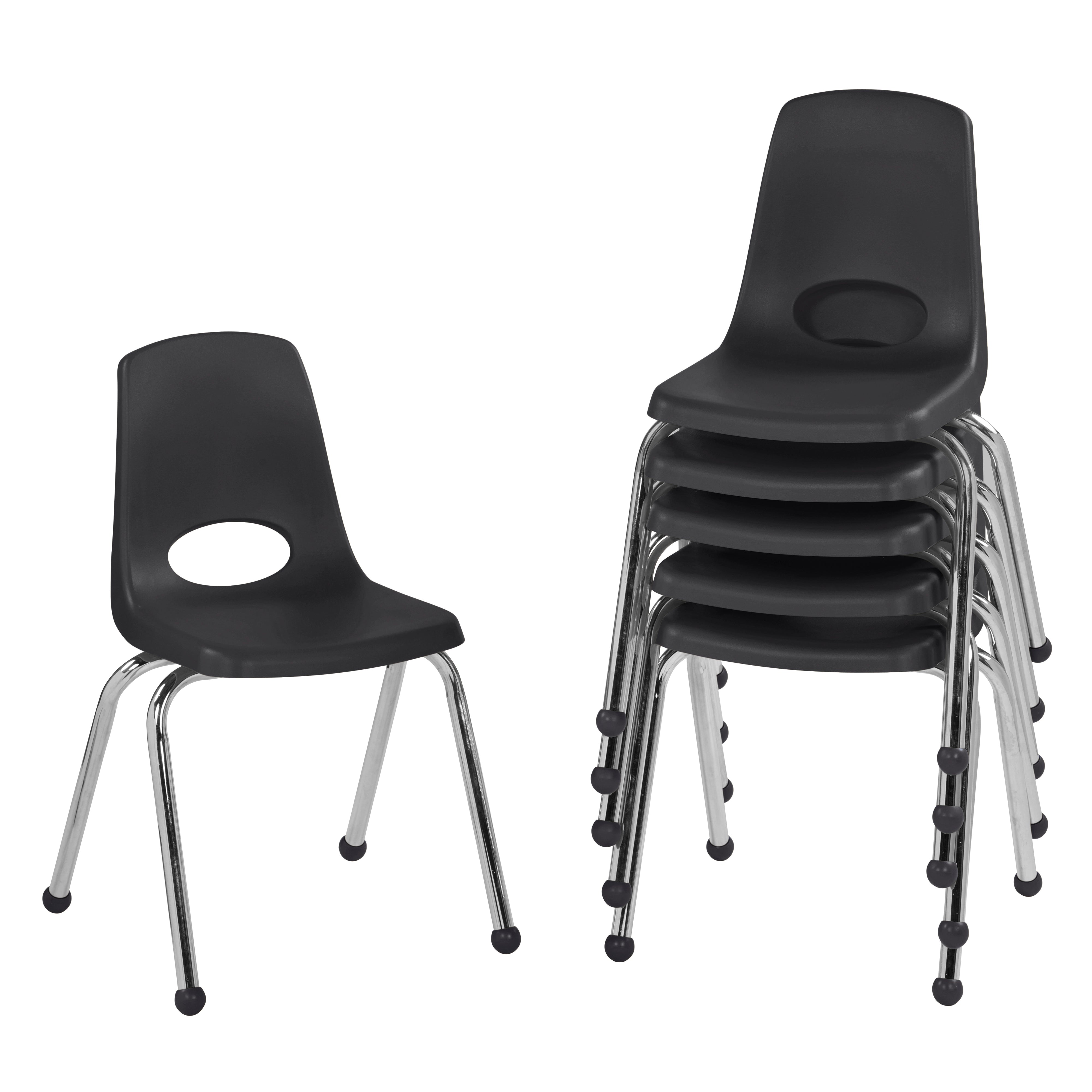 16" Stack Chair with Ball Glides - Black