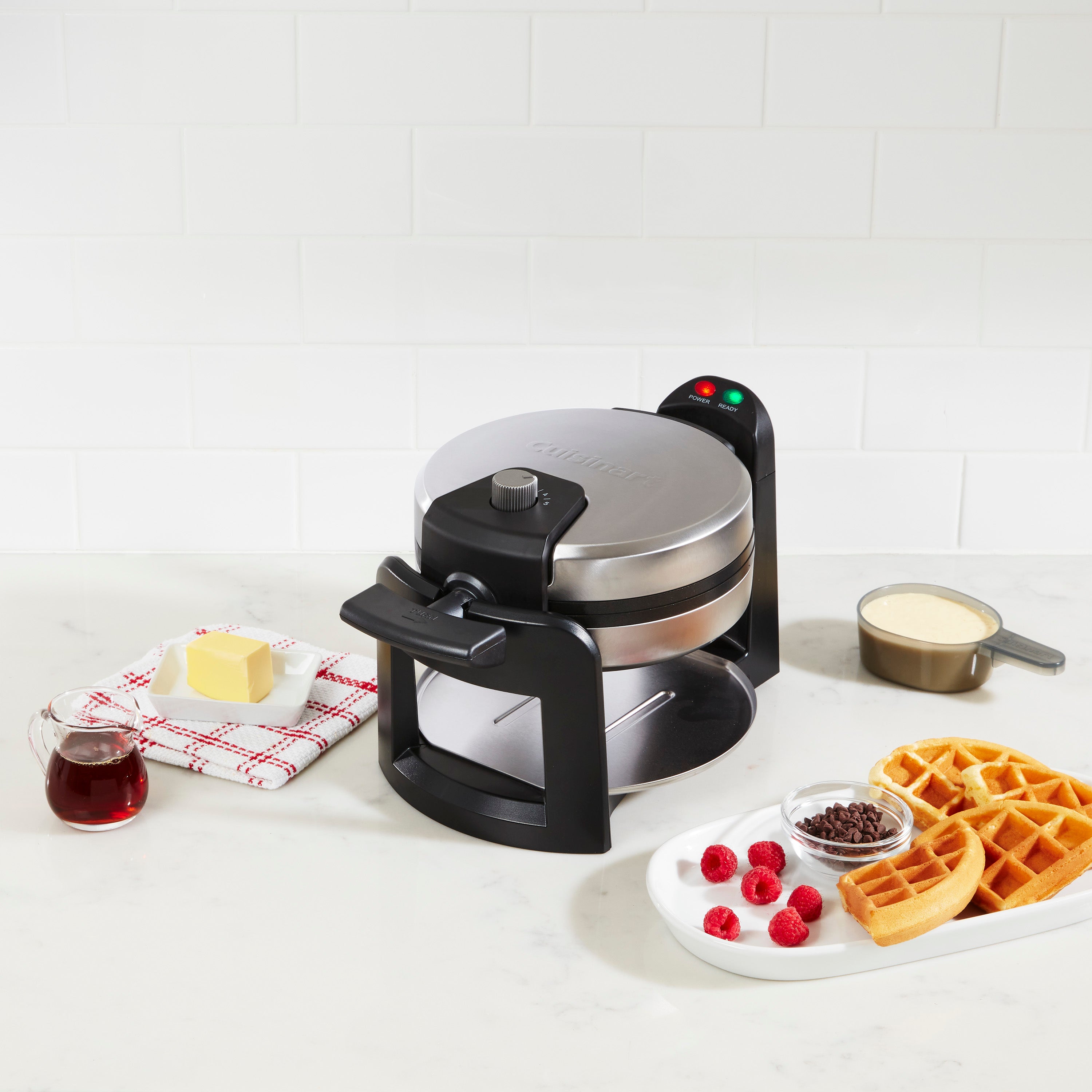 Round Flip Belgian Waffle Maker