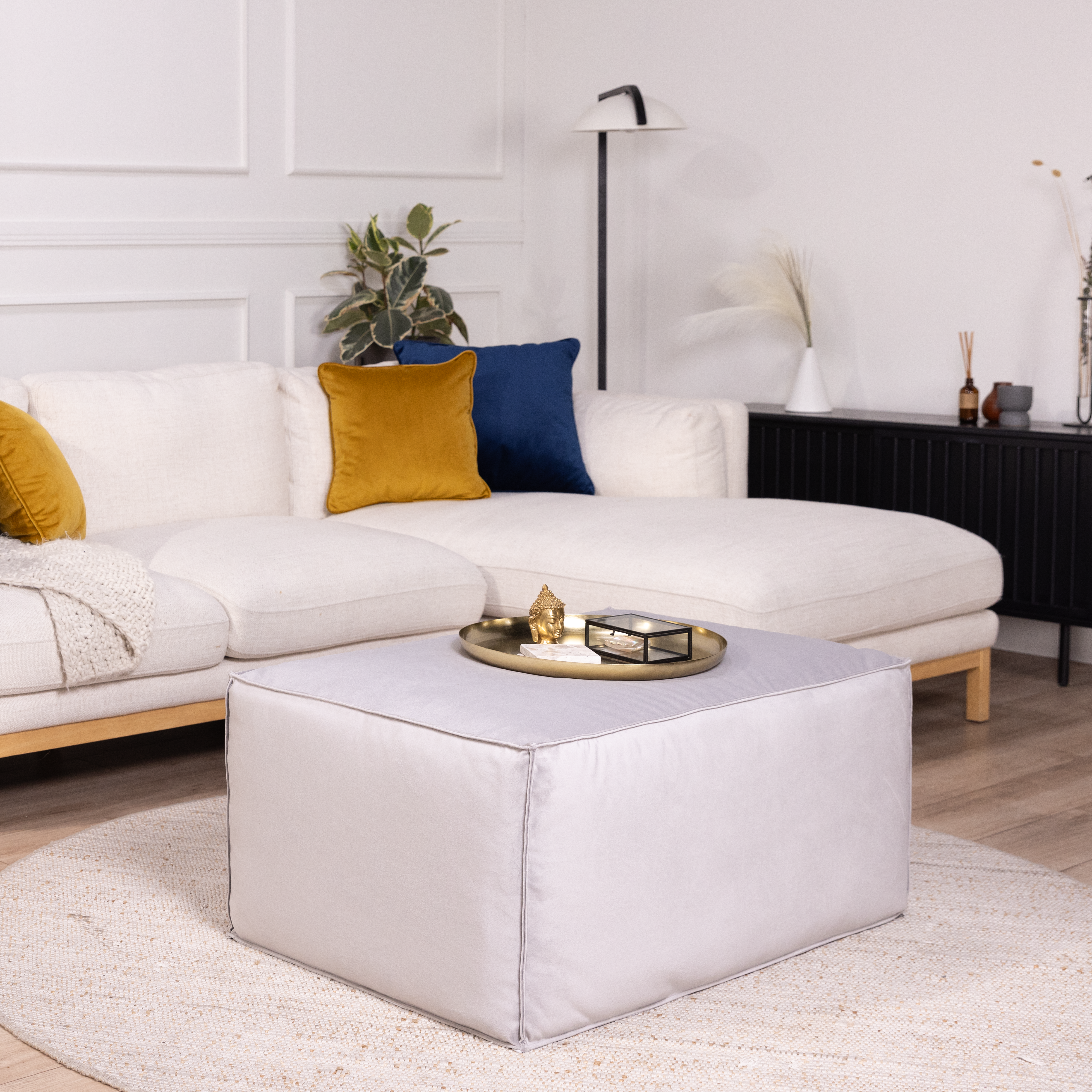 Overstuffed 36" x 24" Rectangle Microfiber Ottoman, 16" Height - Sterling