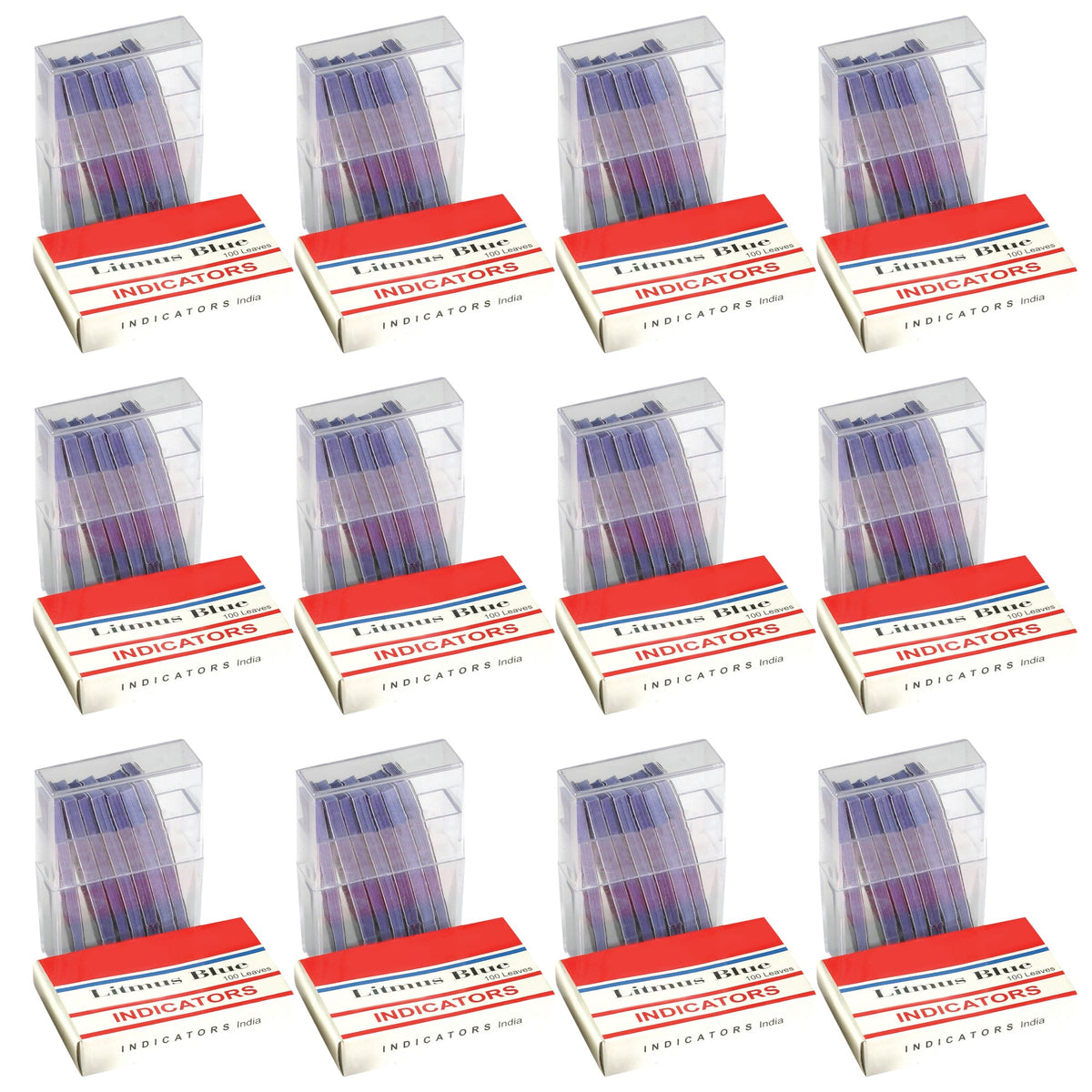 Blue Litmus Paper, Case of 12 Packs with 100 Strips Per Pack