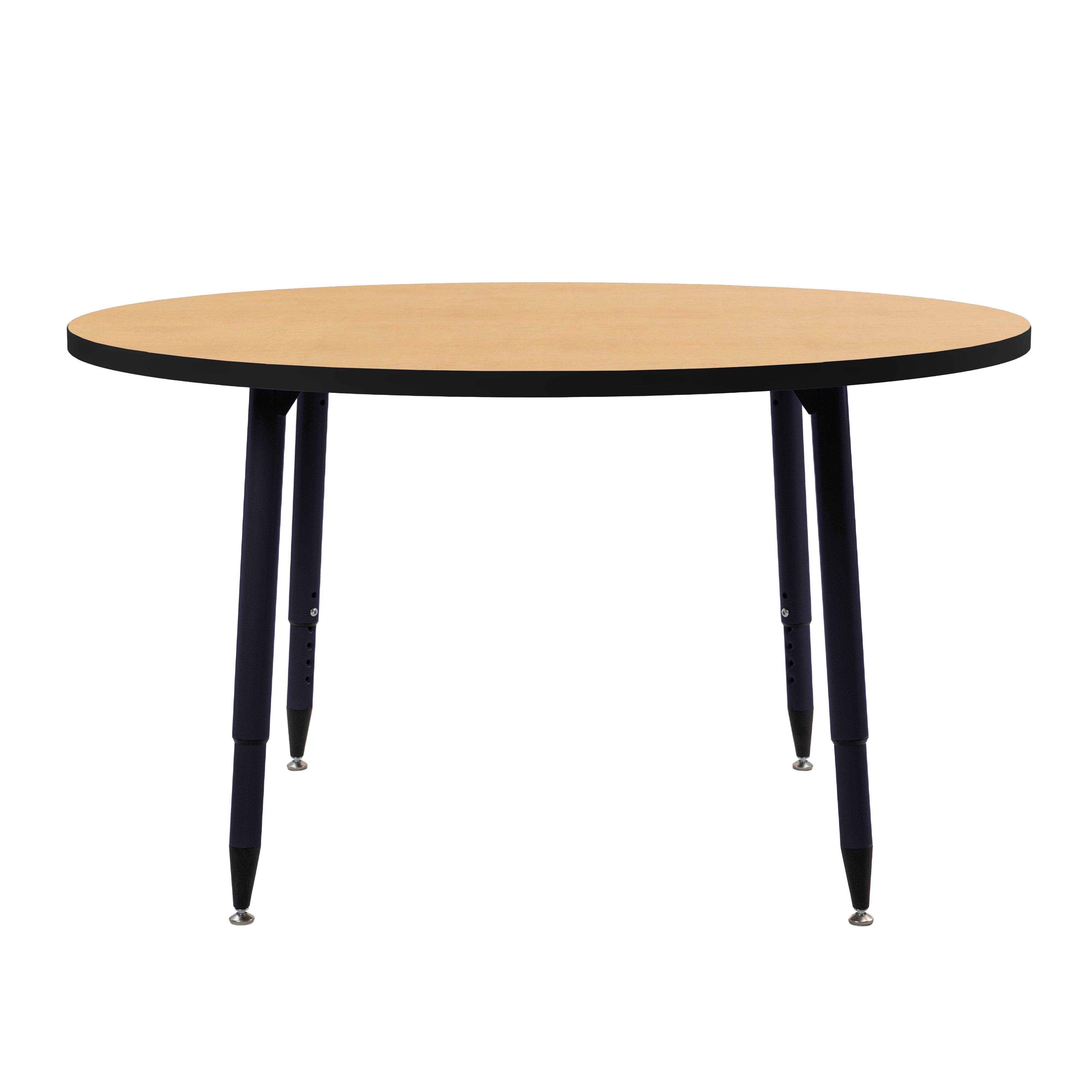 Adapte 48" Round Thermofused Activity Table with Adjustable Tapered Legs - Maple/Black