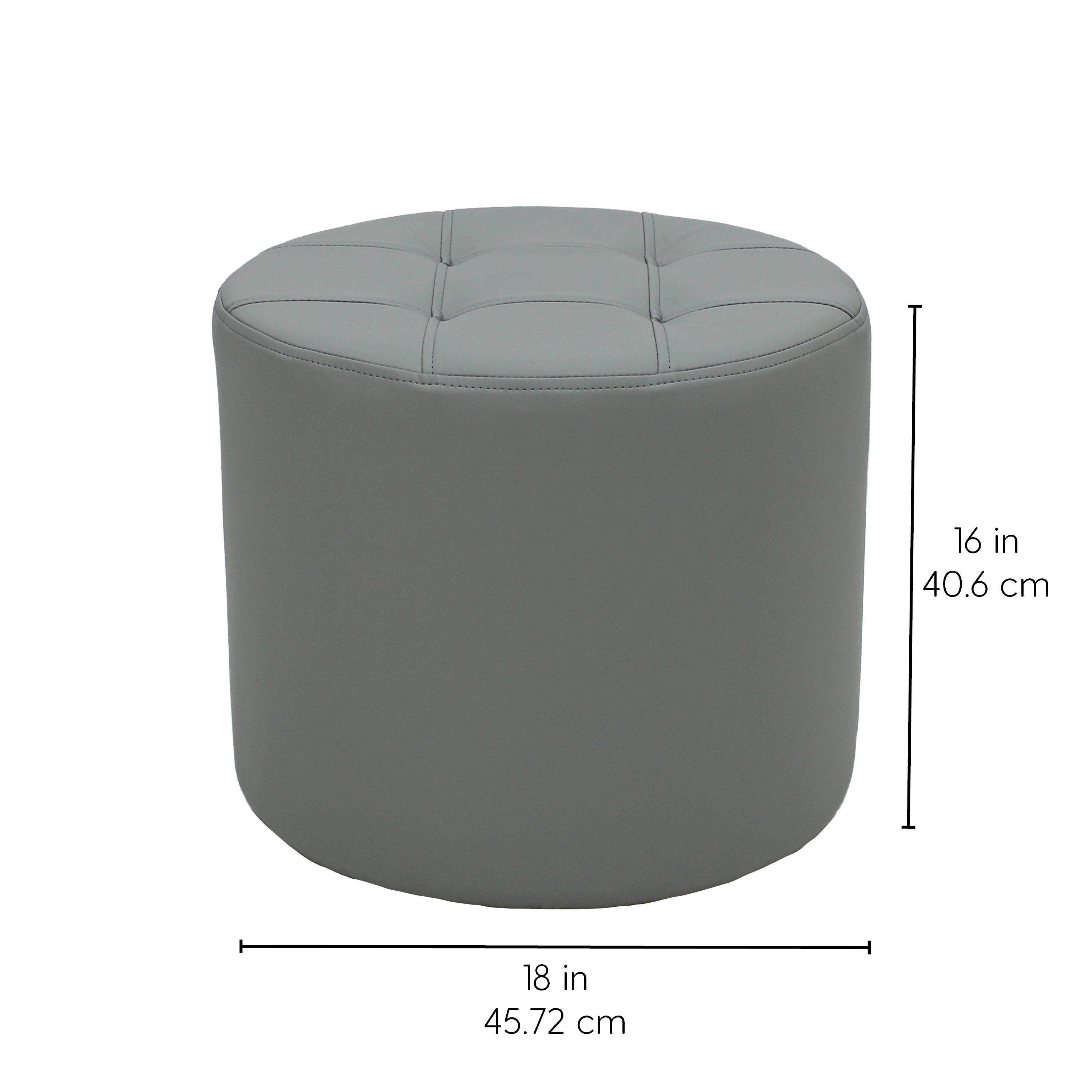 Tufted Round Ottoman 16" Height - Gray