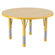 36" Round T-Molding Activity Table with Adjustable Chunky Legs - Maple/Yellow
