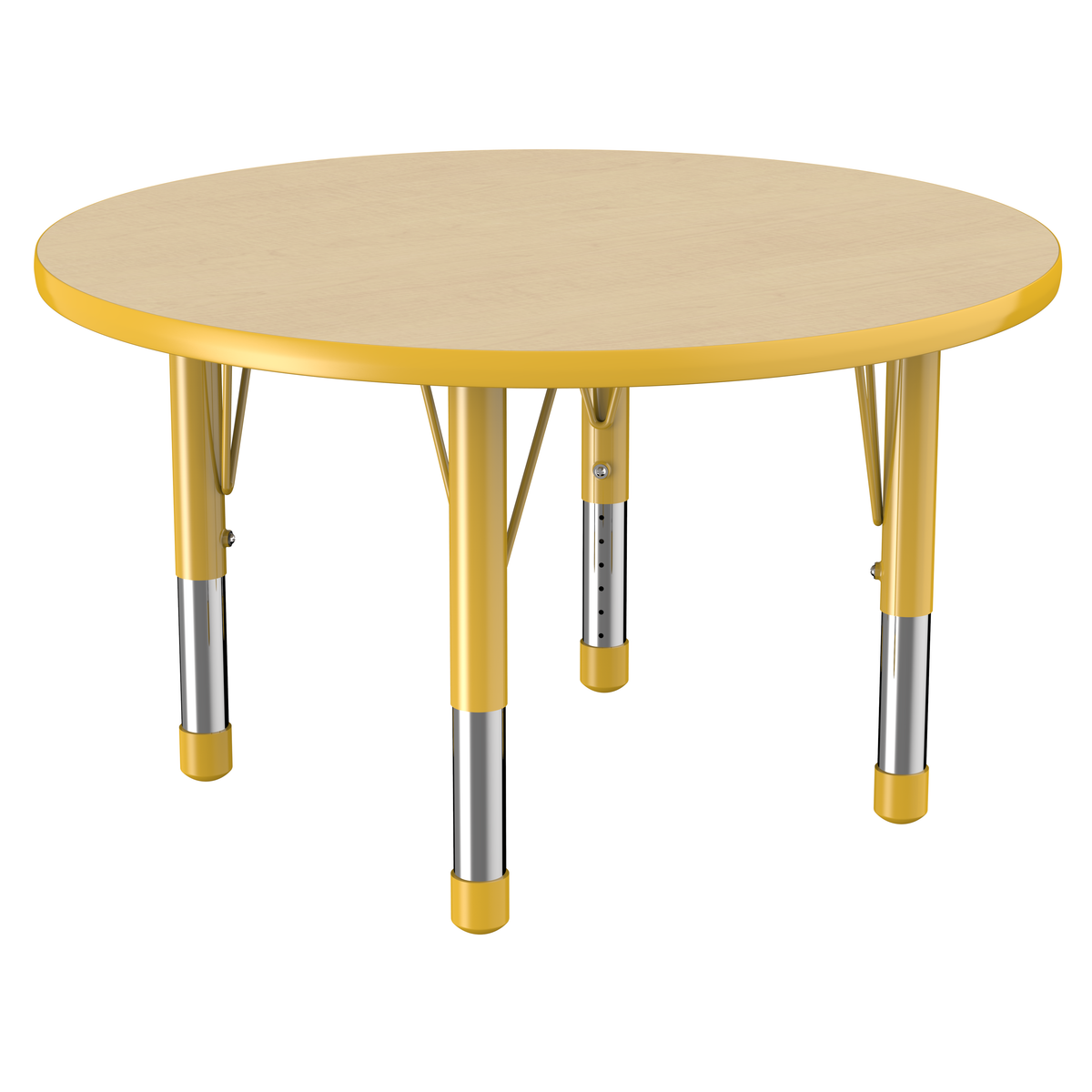 36" Round T-Molding Activity Table with Adjustable Chunky Legs - Maple/Yellow