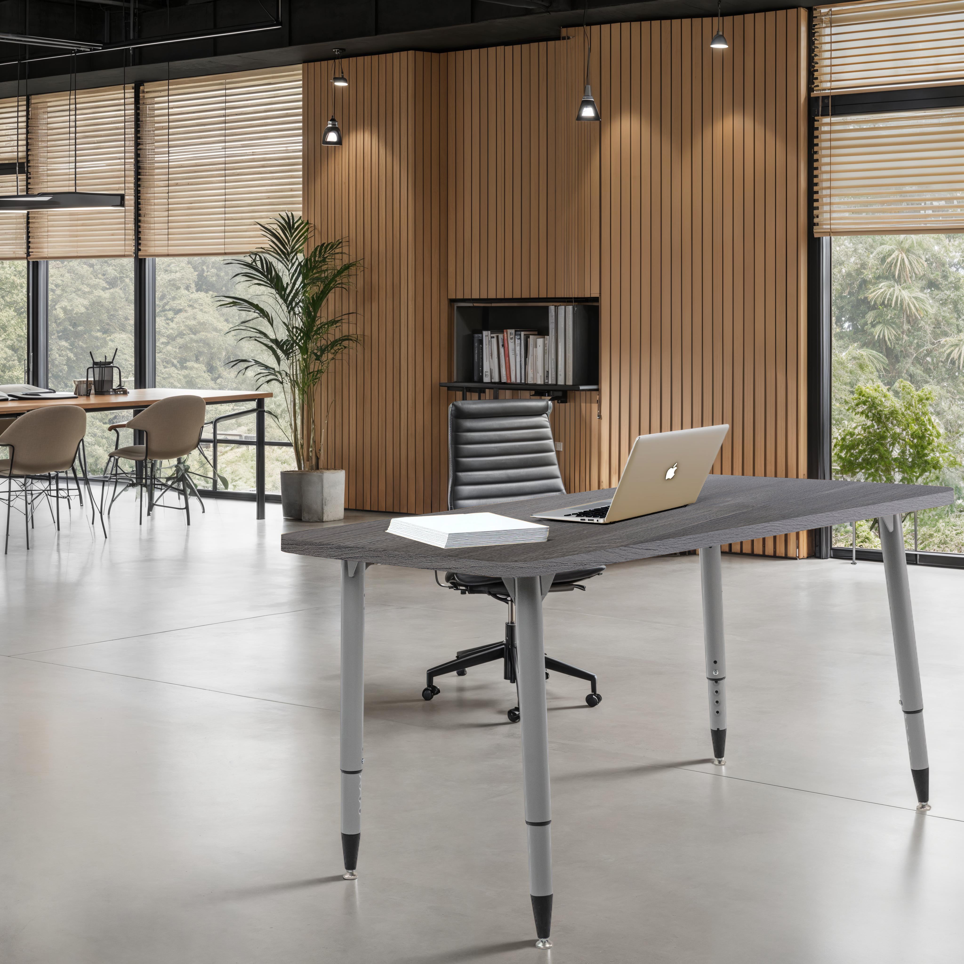 Adapte 30" x 48" Rectangle Woodgrain Activity Table with Adjustable Tapered Legs - Gray Wood/Silver