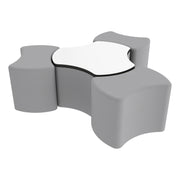 Pro Series Dry-Erase Cog Ottoman Table with Bowtie 18" H Seating, 4-Piece Set - Gray/Whiteboard
