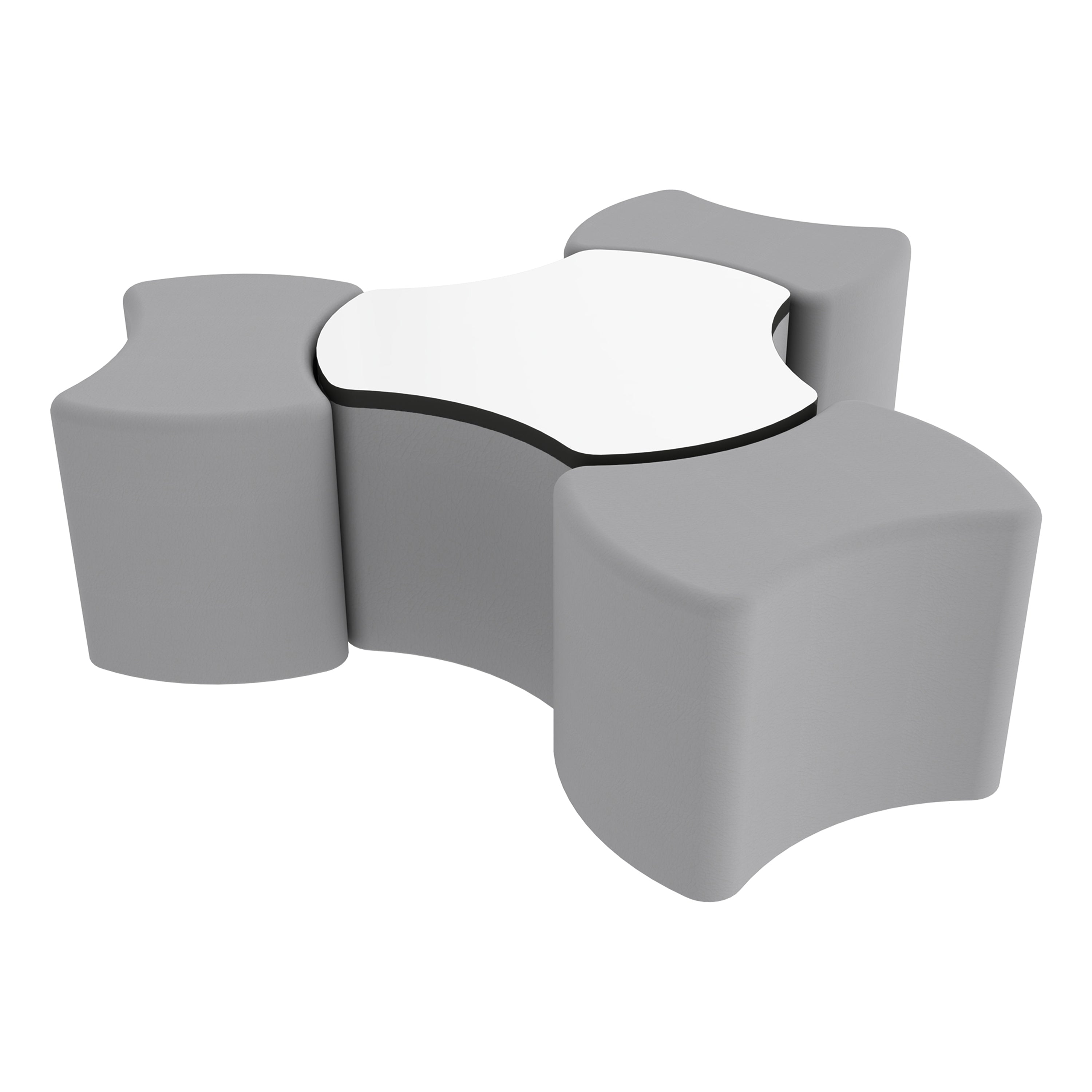 Pro Series Dry-Erase Cog Ottoman Table with Bowtie 18" H Seating, 4-Piece Set - Gray/Whiteboard