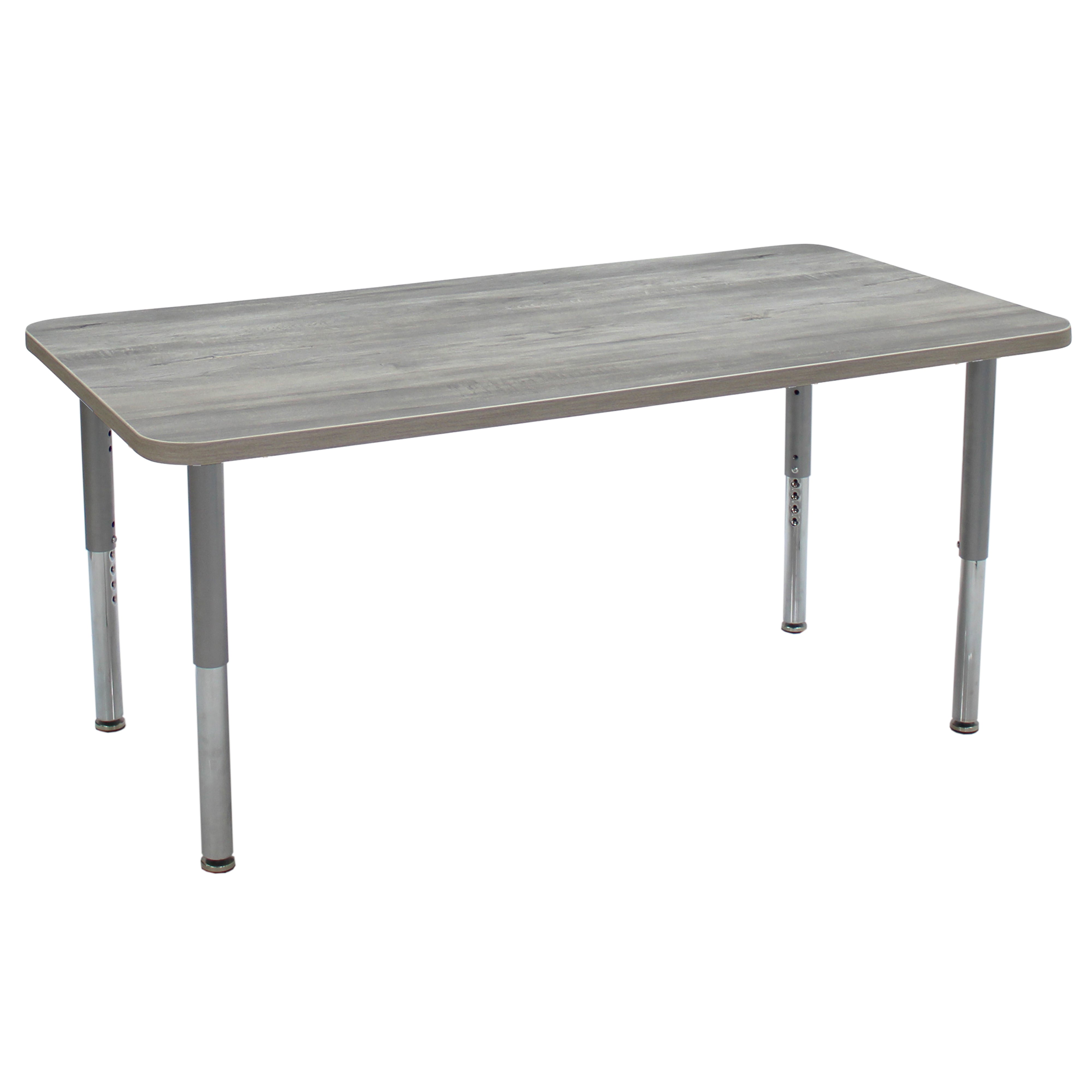 36" x 72" Rectangle La Madera Activity Table with Adjustable Super Legs - Light Gray Wood/Silver