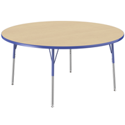 60" Round T-Molding Activity Table with Adjustable Standard Swivel Glide Legs - Maple/Blue