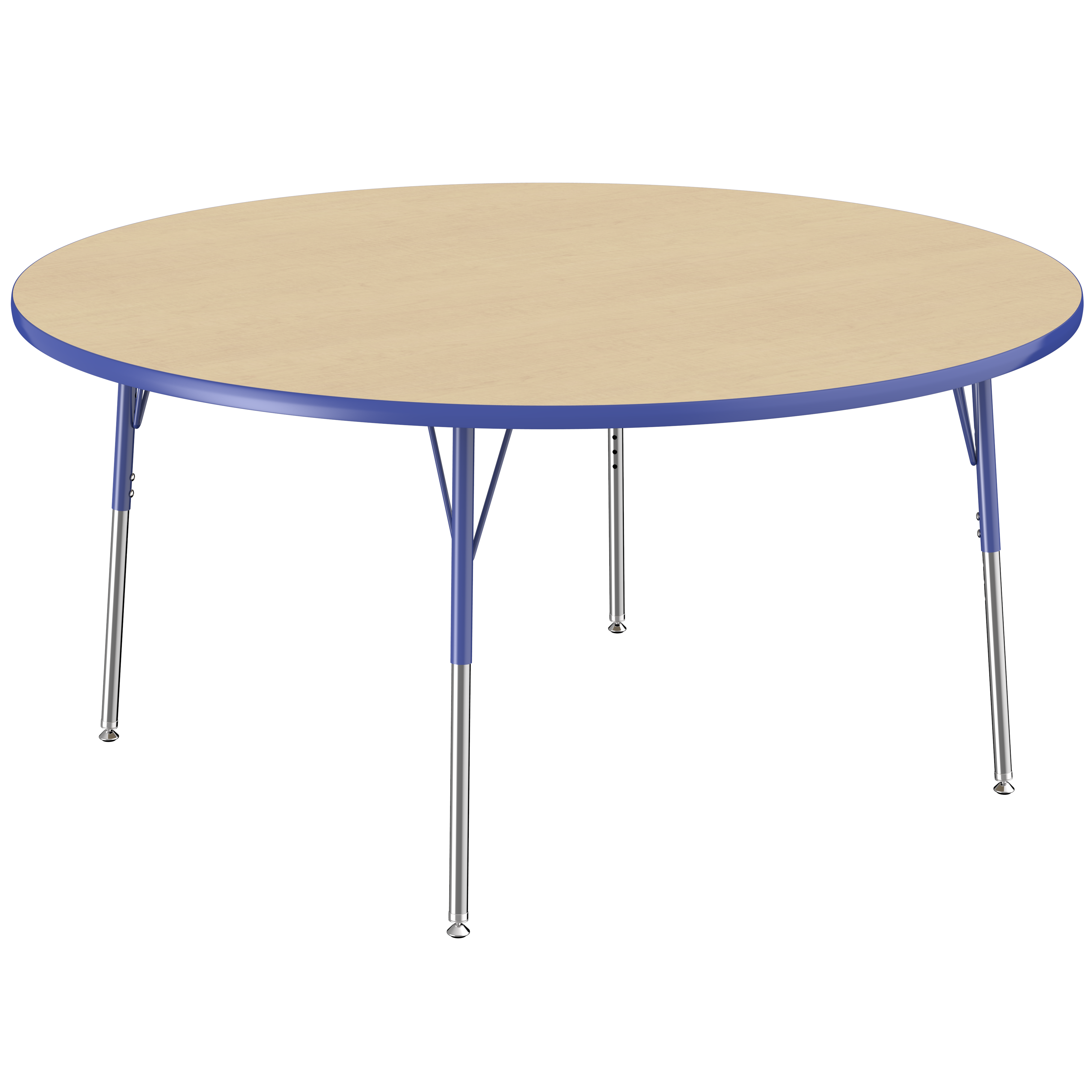 60" Round T-Molding Activity Table with Adjustable Standard Swivel Glide Legs - Maple/Blue