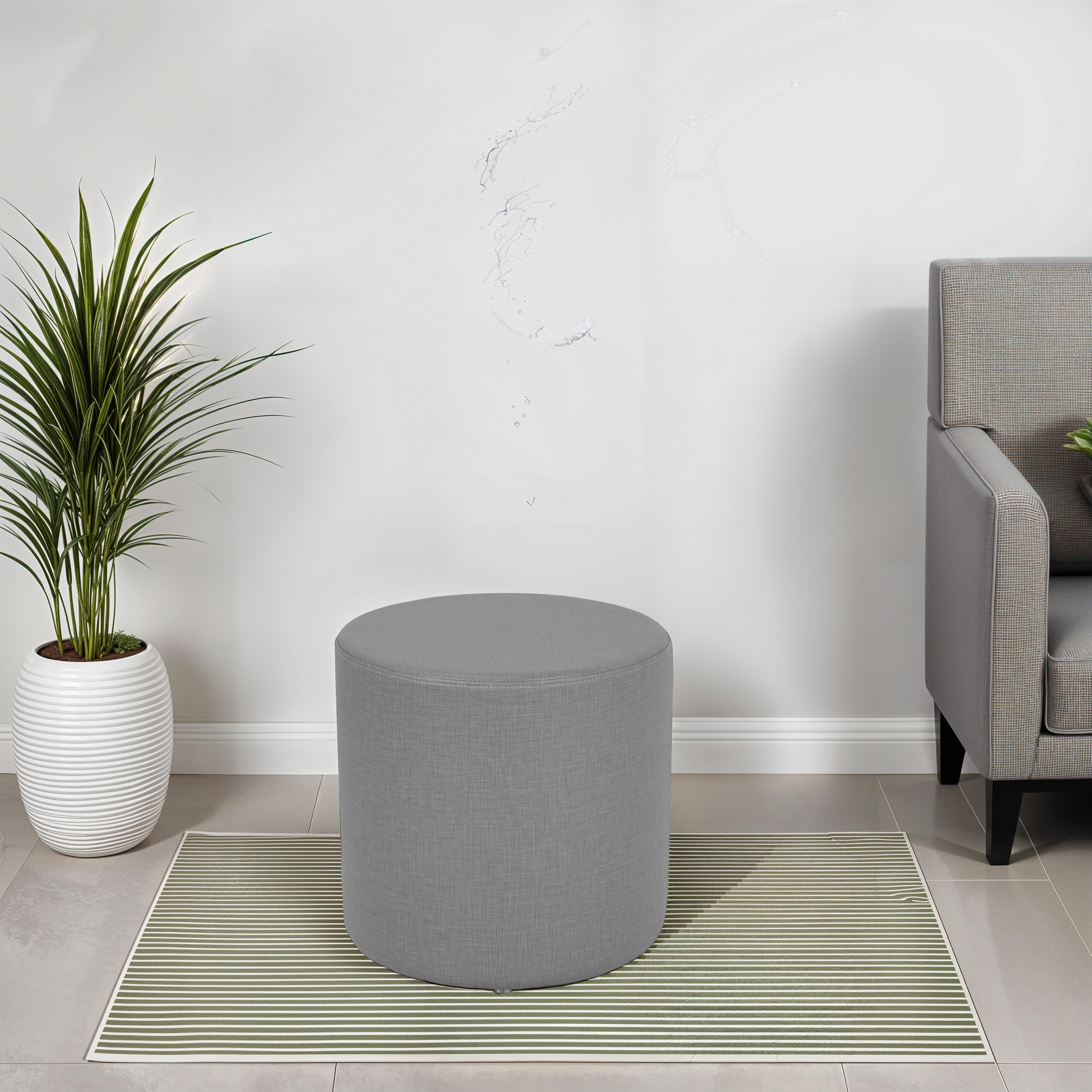 Pro Series Upholstered Round Ottoman 18" Height - Slate Gray Crosshatch